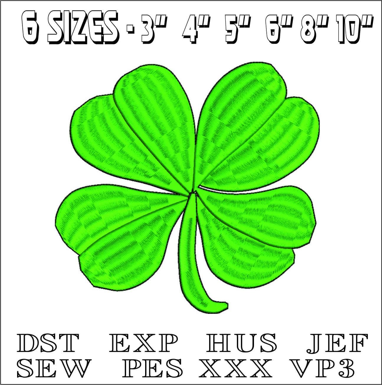 4 Leaf Clover- Elegant embroidery design file - instant download — view 2
