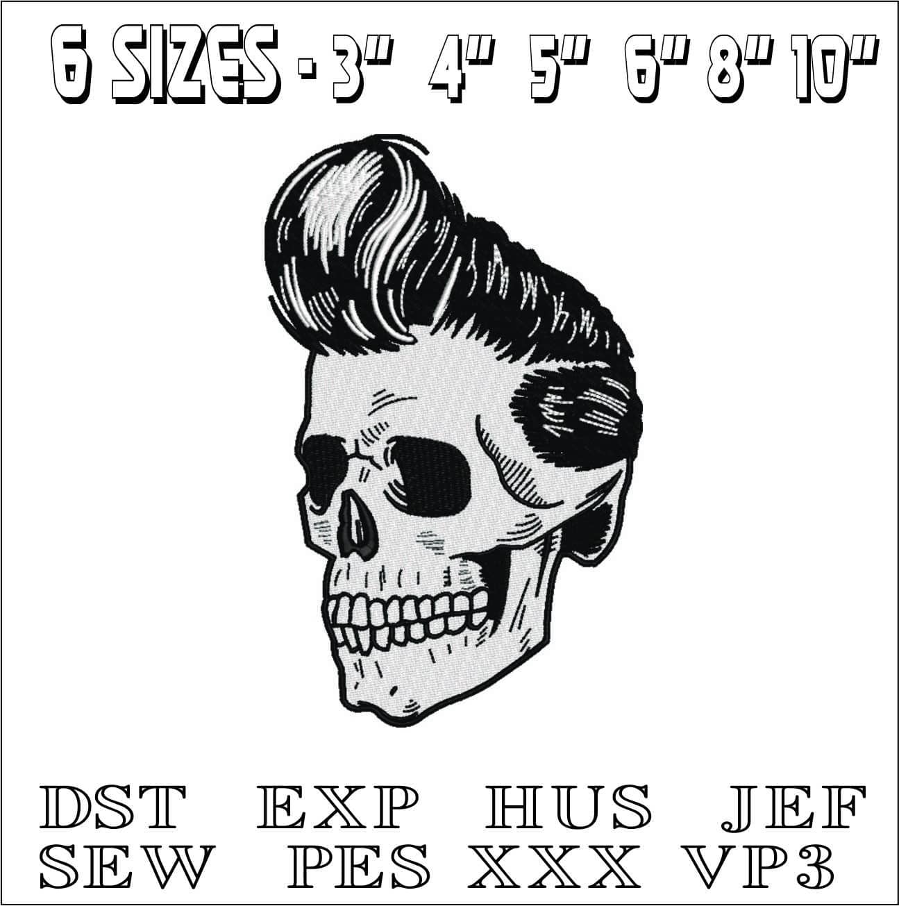 1950's Skull- Elegant embroidery design file - instant download — view 2