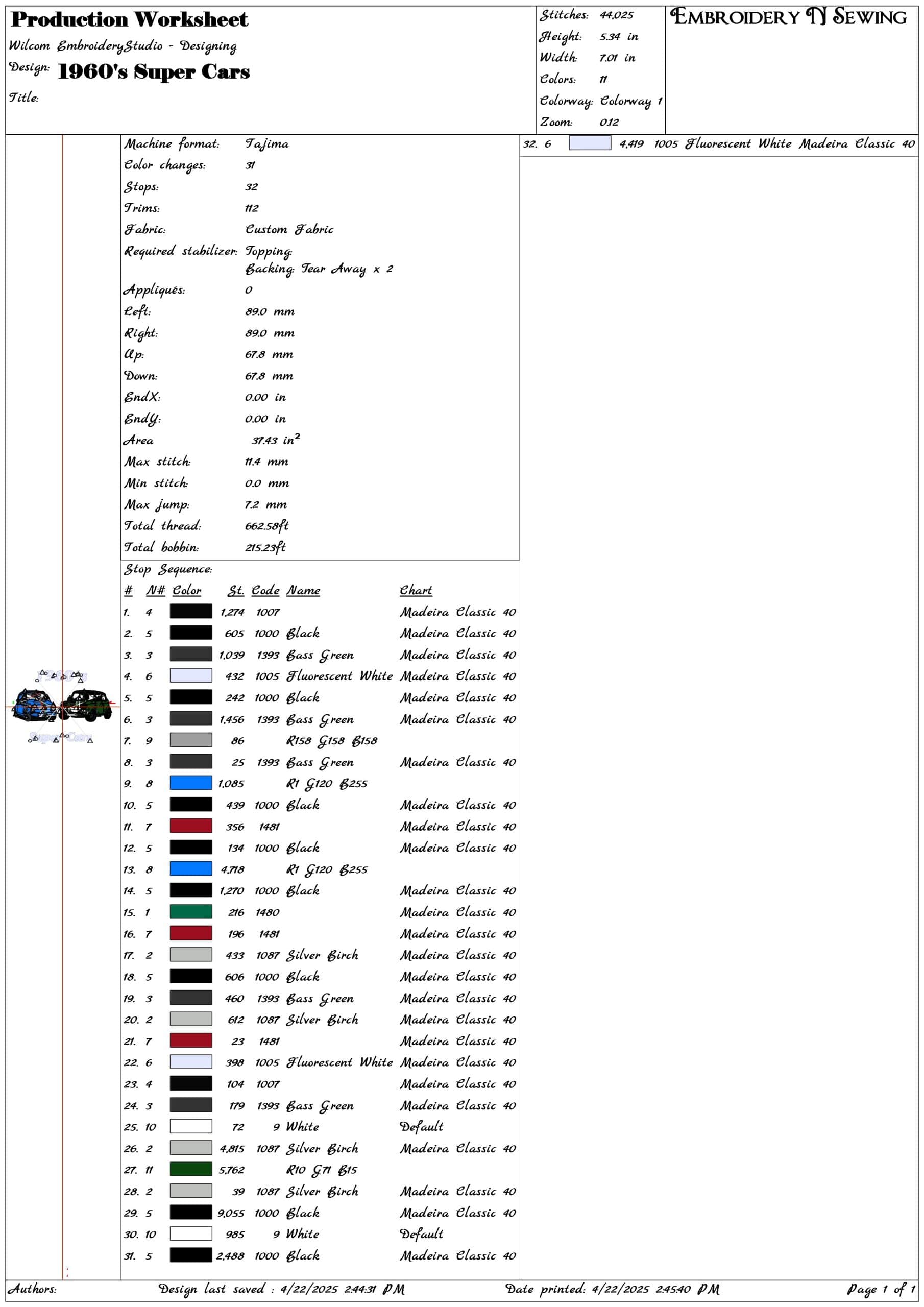 1960s Supercars- Elegant embroidery design file - instant download — view 3