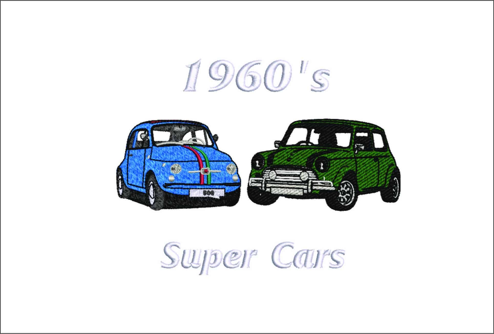 1960s Supercars- Elegant embroidery design file - instant download
