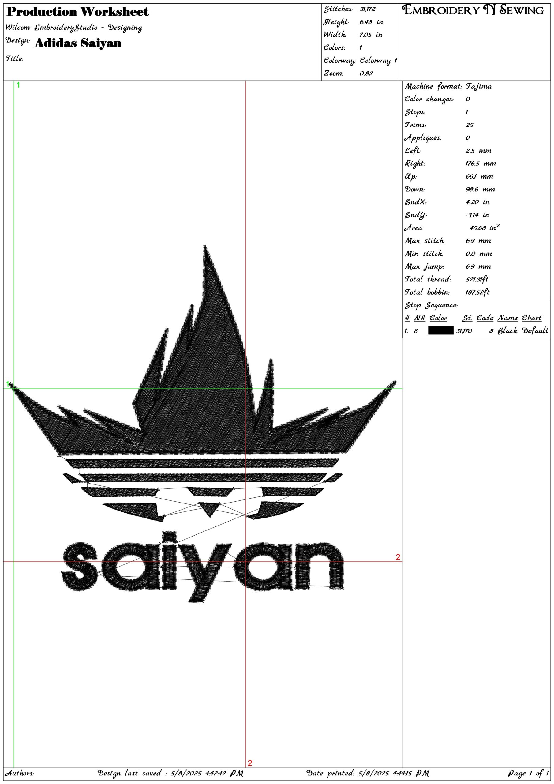 Adidas Saiyan- Elegant embroidery design file - instant download — view 3