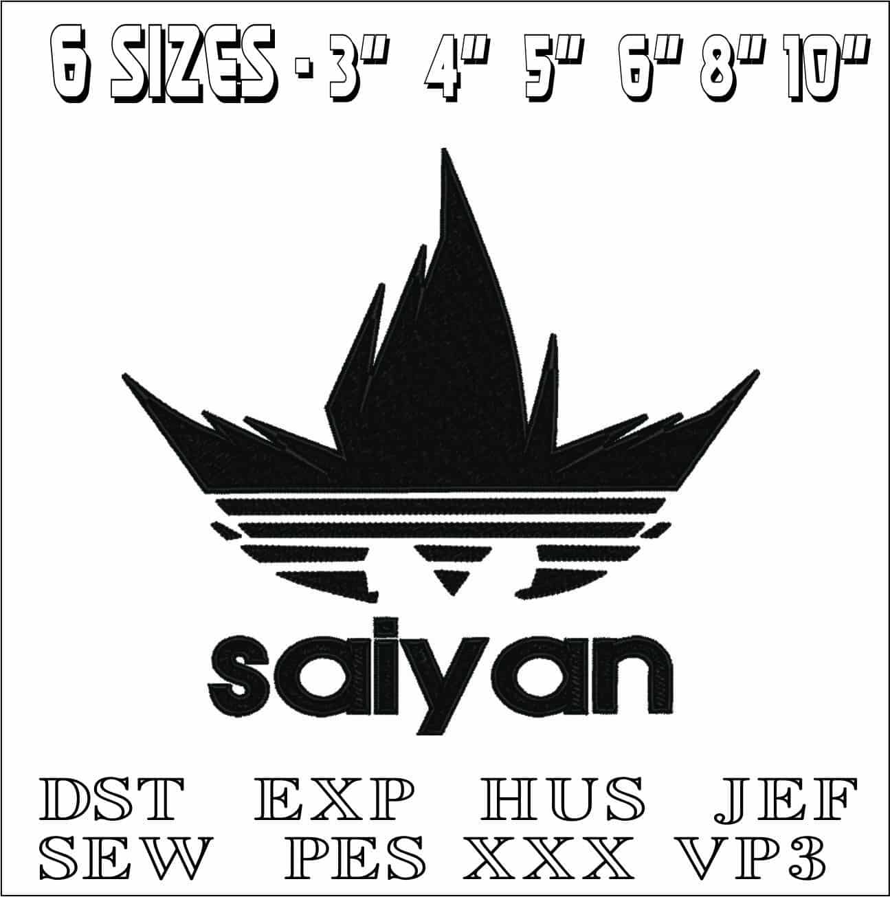 Adidas Saiyan- Elegant embroidery design file - instant download — view 2
