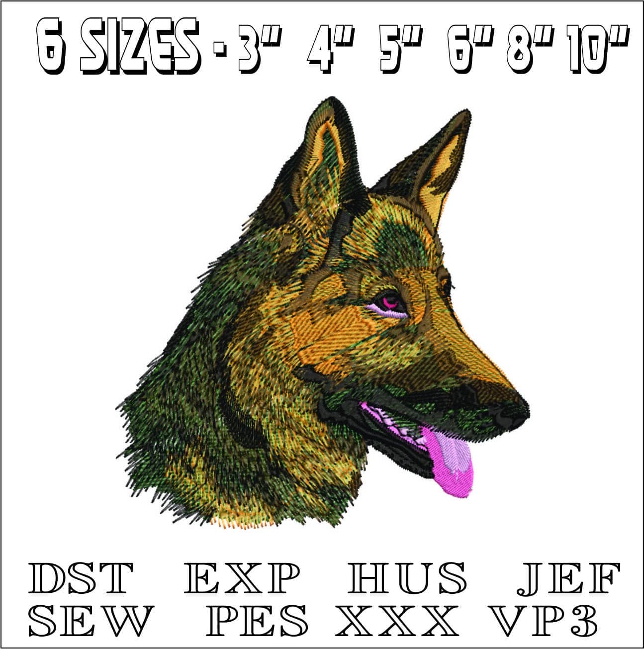 Alstian Dog Face- Elegant embroidery design file - instant download — view 2