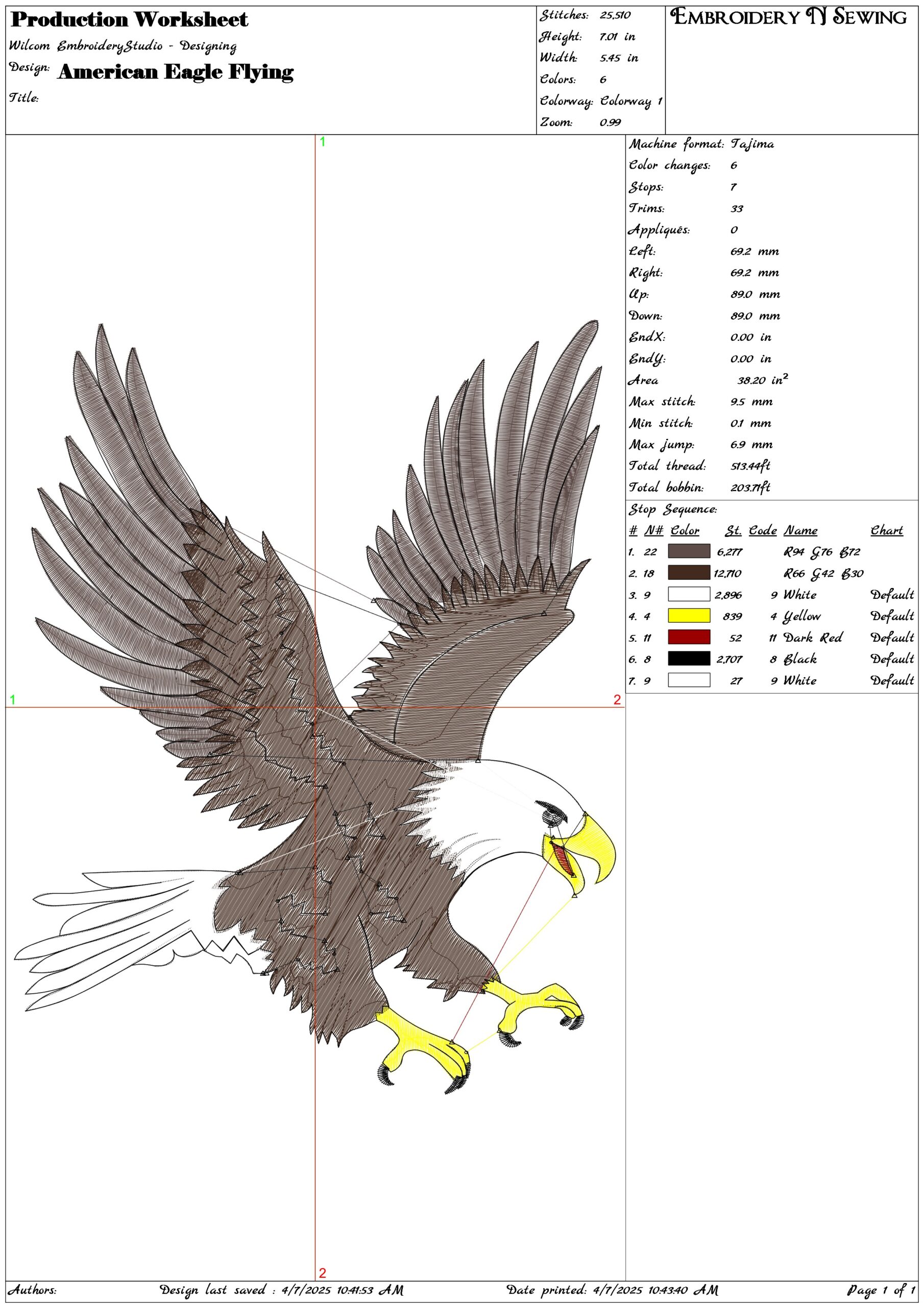 American Eagle Flying- Elegant embroidery design file - instant download — view 3