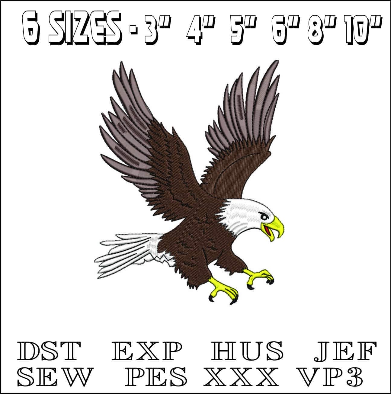 American Eagle Flying- Elegant embroidery design file - instant download — view 2