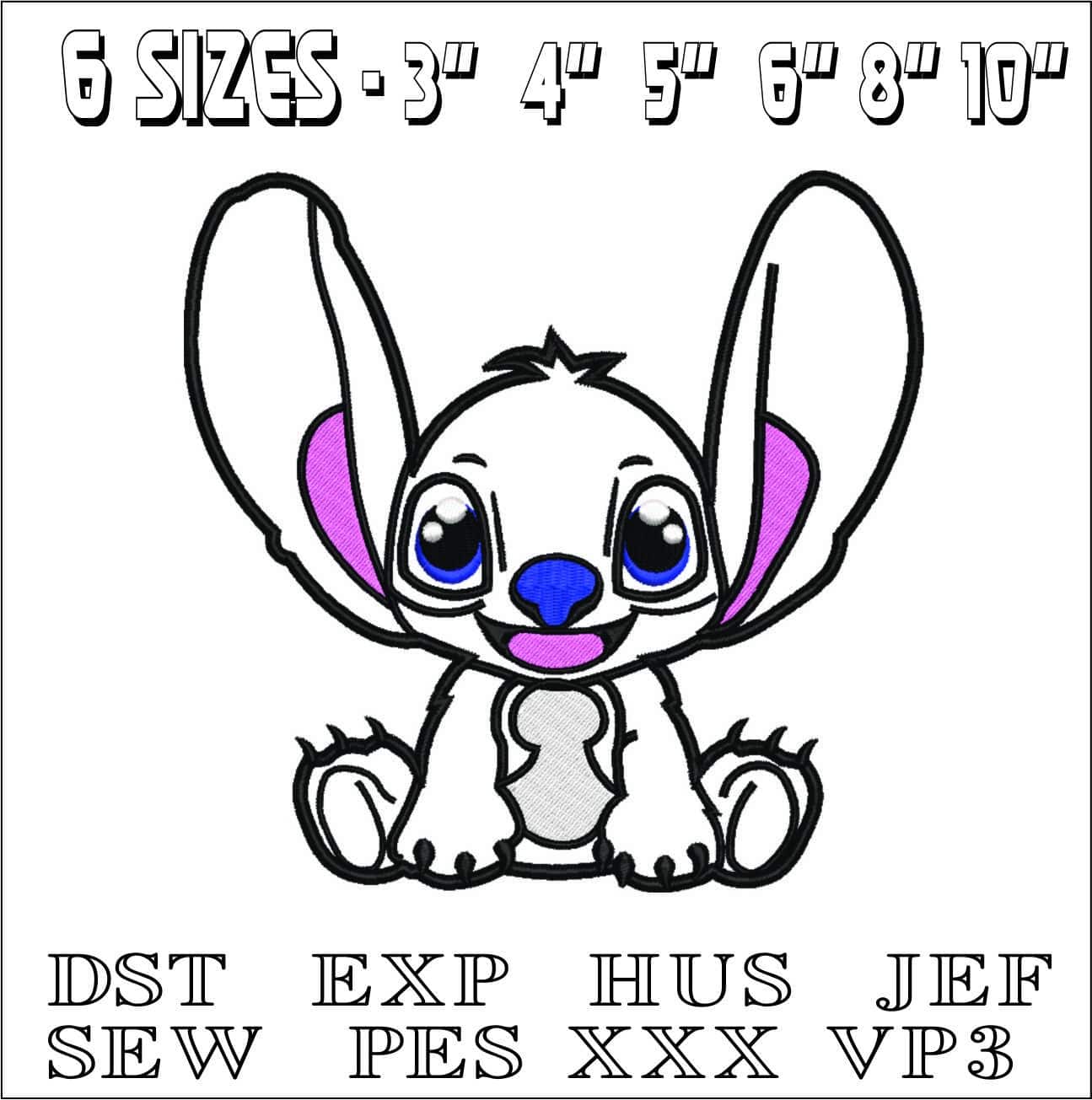 Angel - Lilo Stitch Applique- Elegant embroidery design file - instant download — view 2