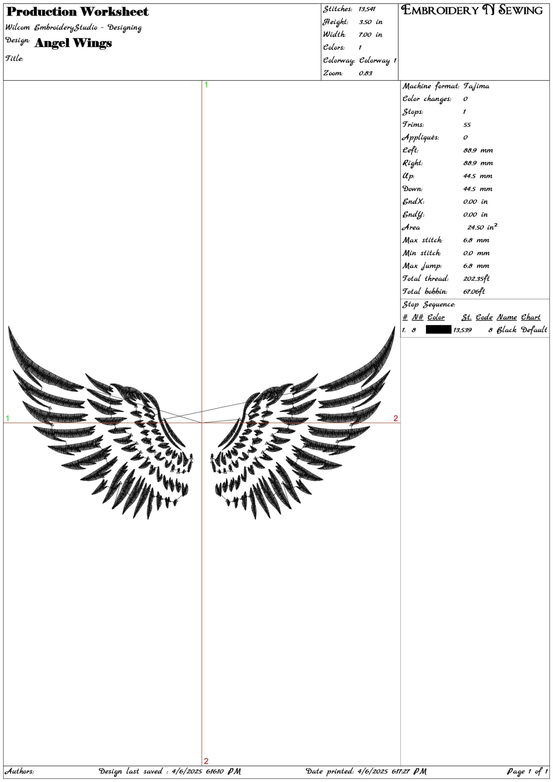 Angel Wings- Elegant embroidery design file - instant download — view 3