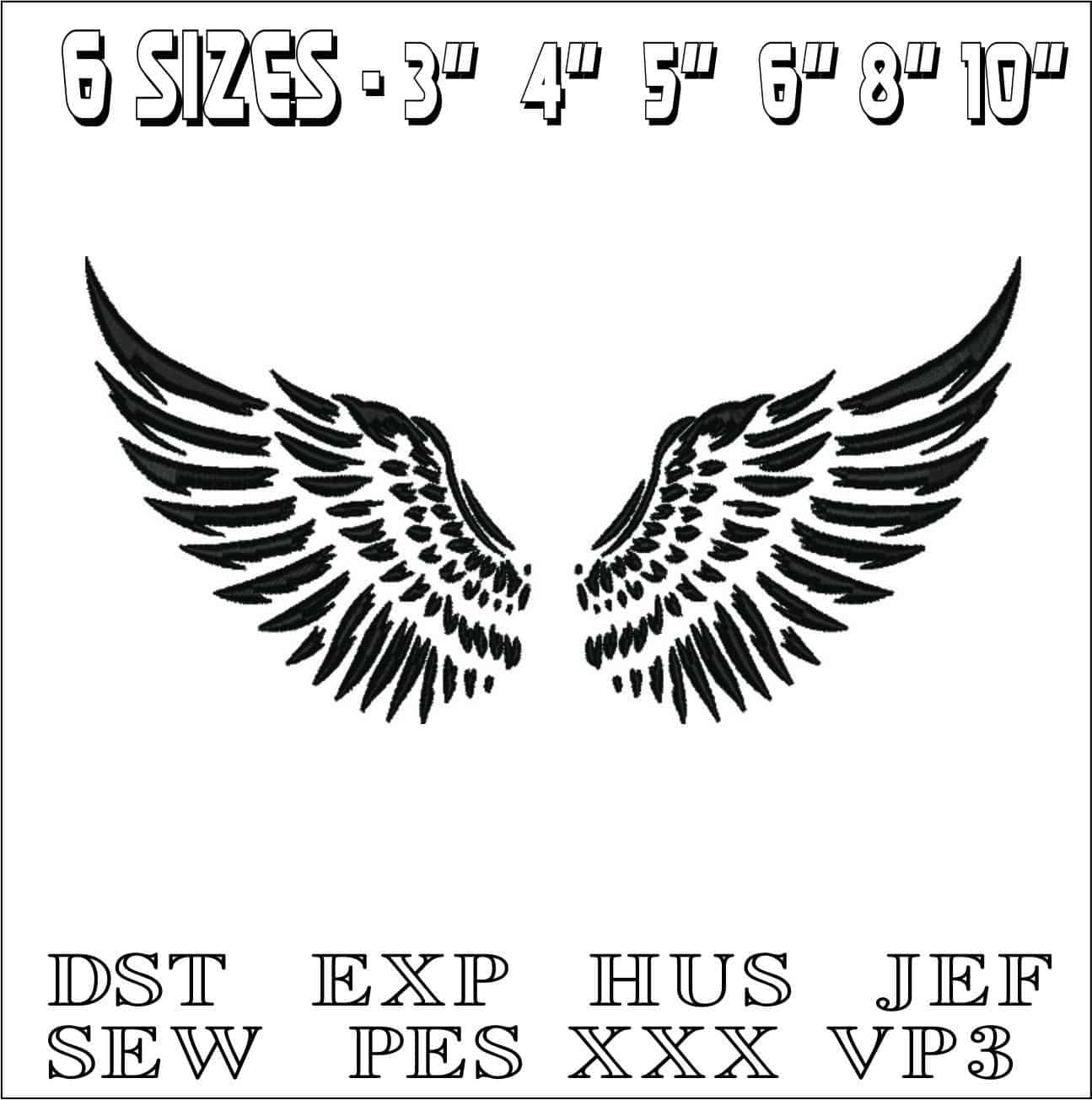 Angel Wings- Elegant embroidery design file - instant download — view 2