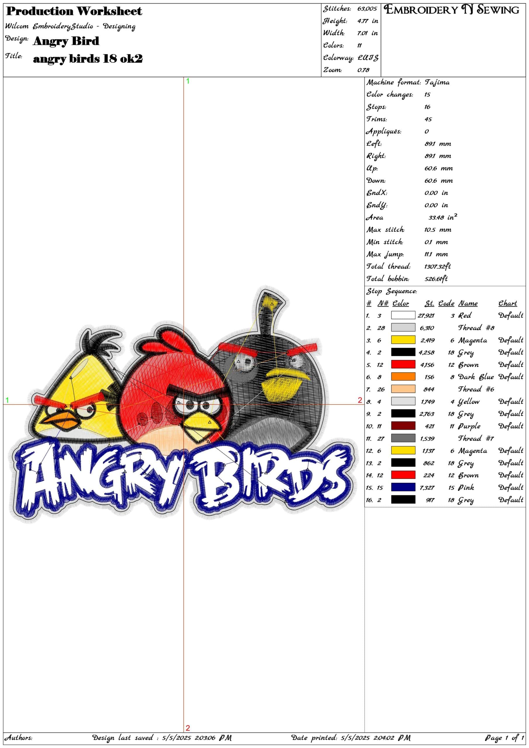 Angry Bird- Elegant embroidery design file - instant download — view 3