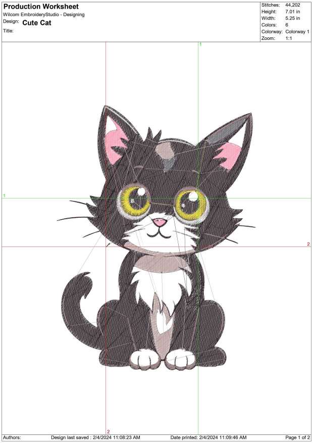 Cute Cat- Elegant embroidery design file - instant download — view 3