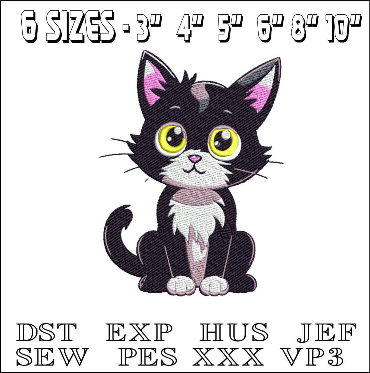 Cute Cat- Elegant embroidery design file - instant download — view 2