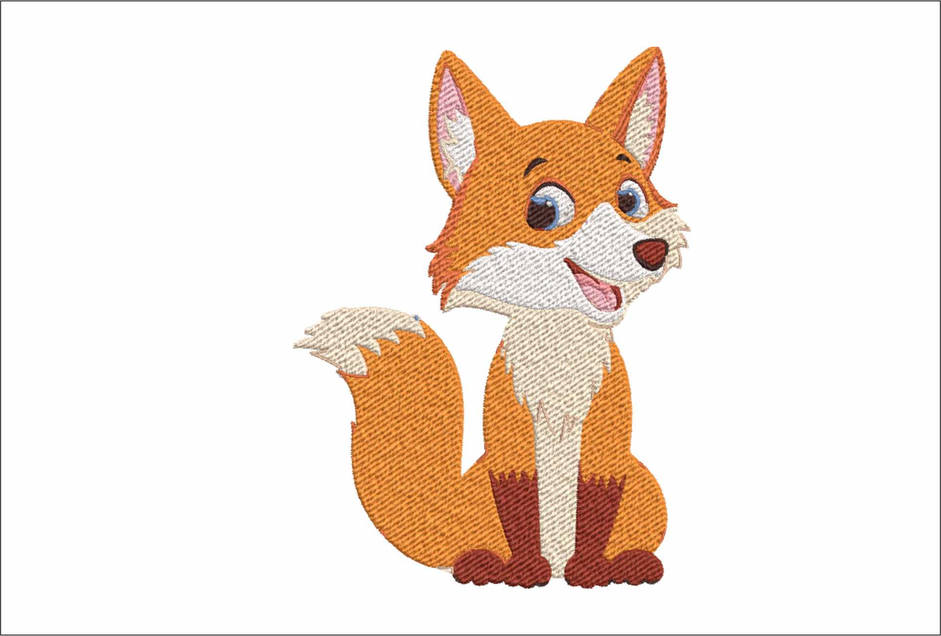 Happy Fox- Elegant embroidery design file - instant download