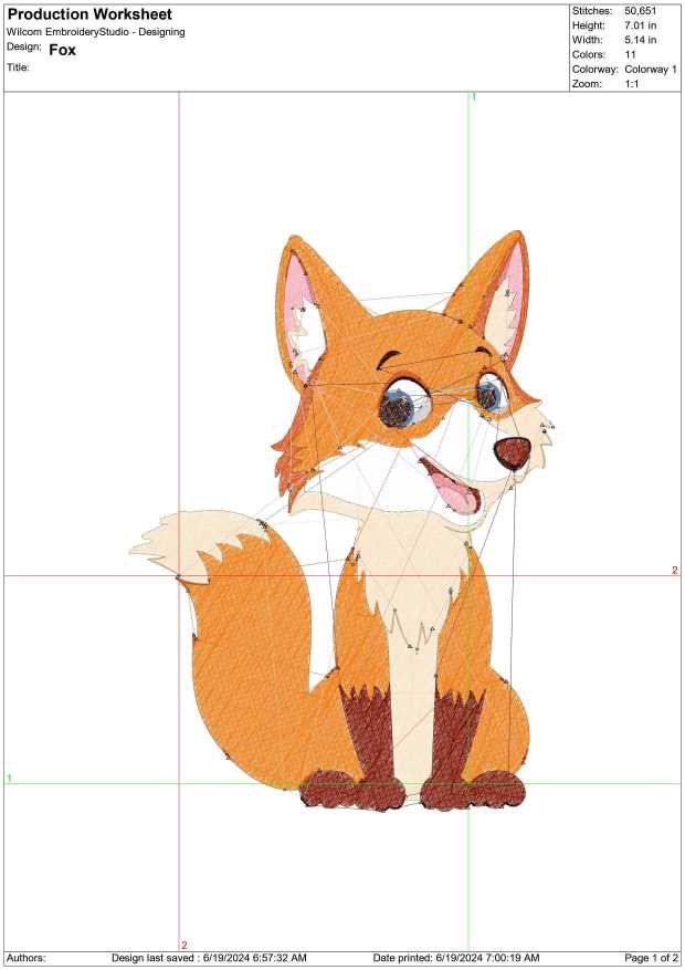 Happy Fox- Elegant embroidery design file - instant download — view 3