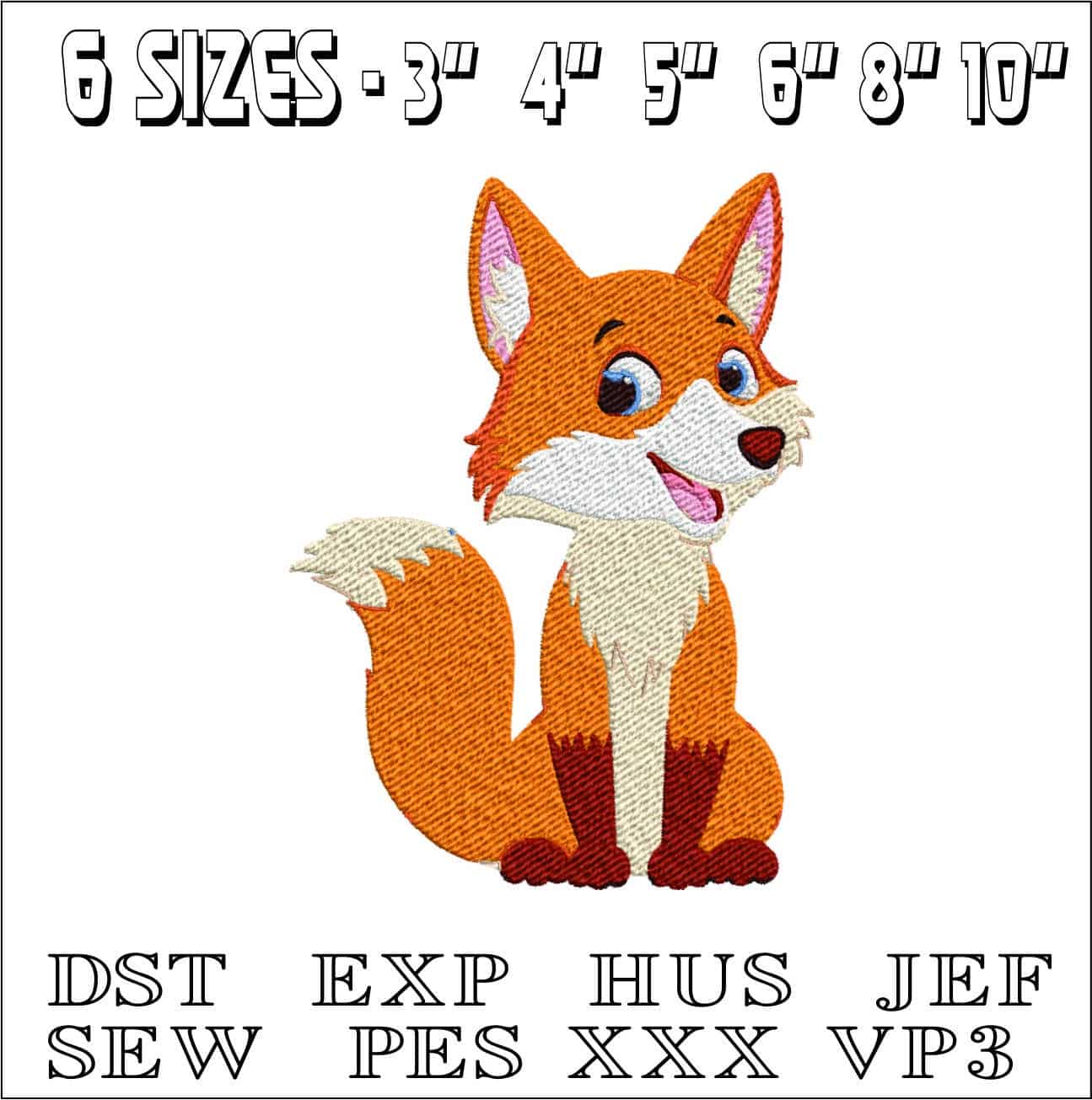 Happy Fox- Elegant embroidery design file - instant download — view 2