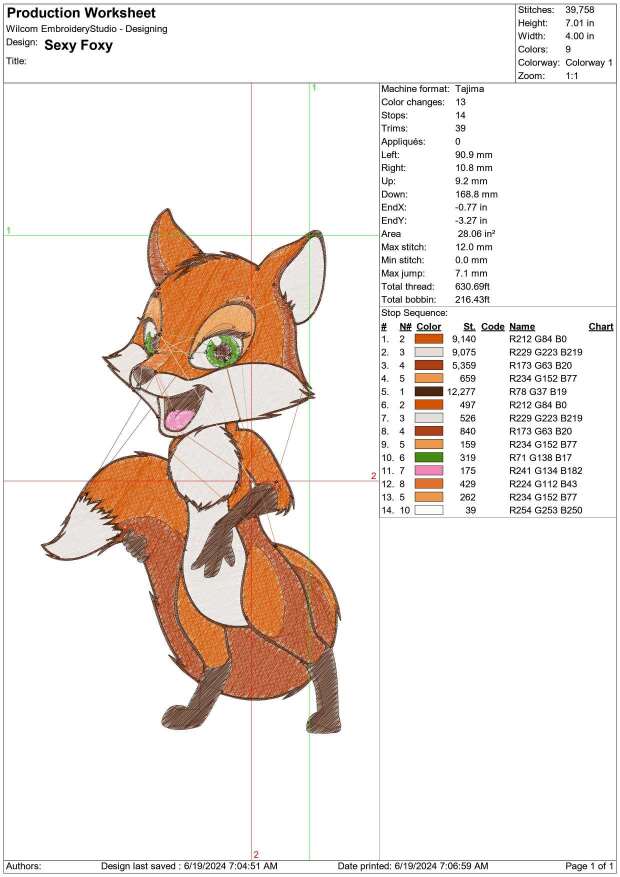 Sexy Foxy- Elegant embroidery design file - instant download — view 3