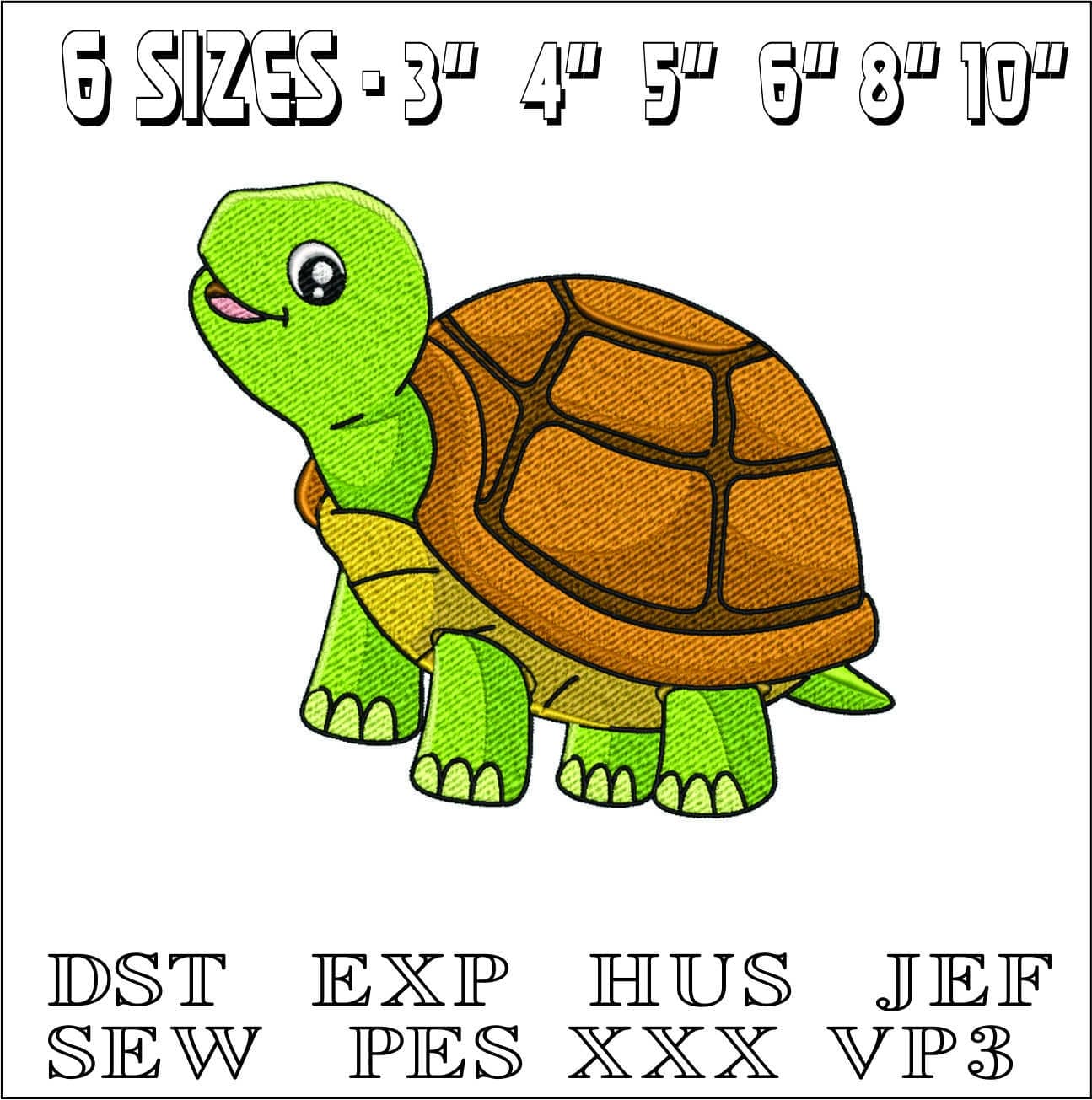 Cute Tortoise- Elegant embroidery design file - instant download — view 2