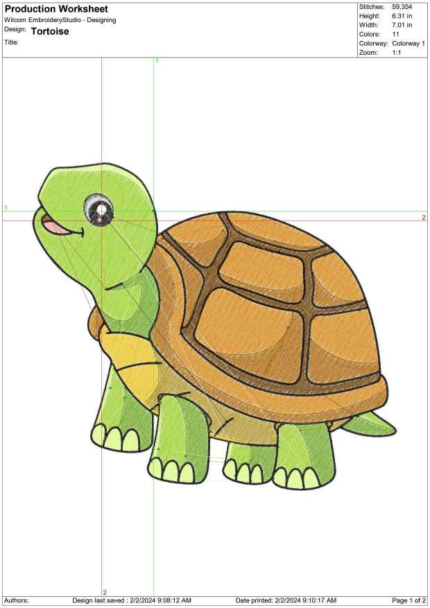 Cute Tortoise- Elegant embroidery design file - instant download — view 3