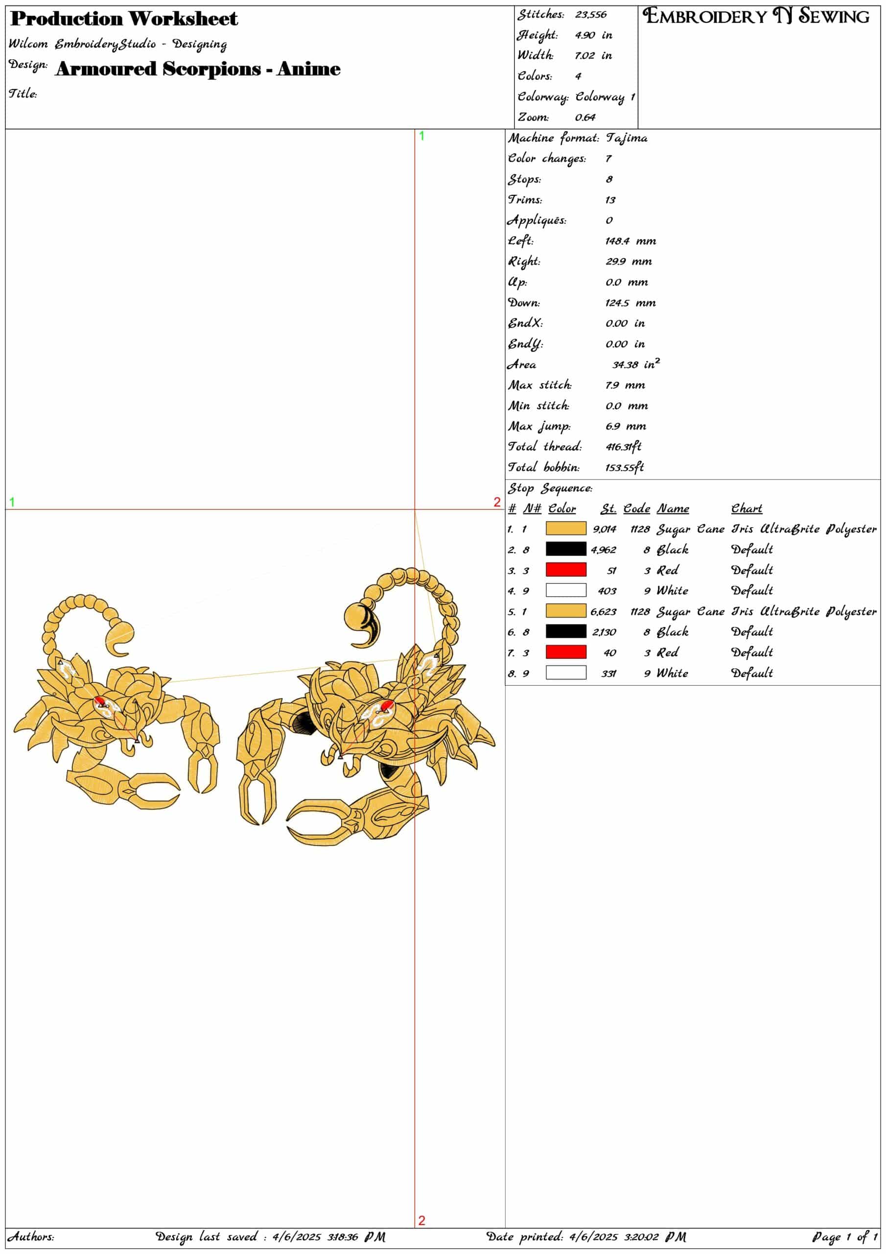 Armoured Scorpions - Anime- Elegant embroidery design file - instant download — view 3