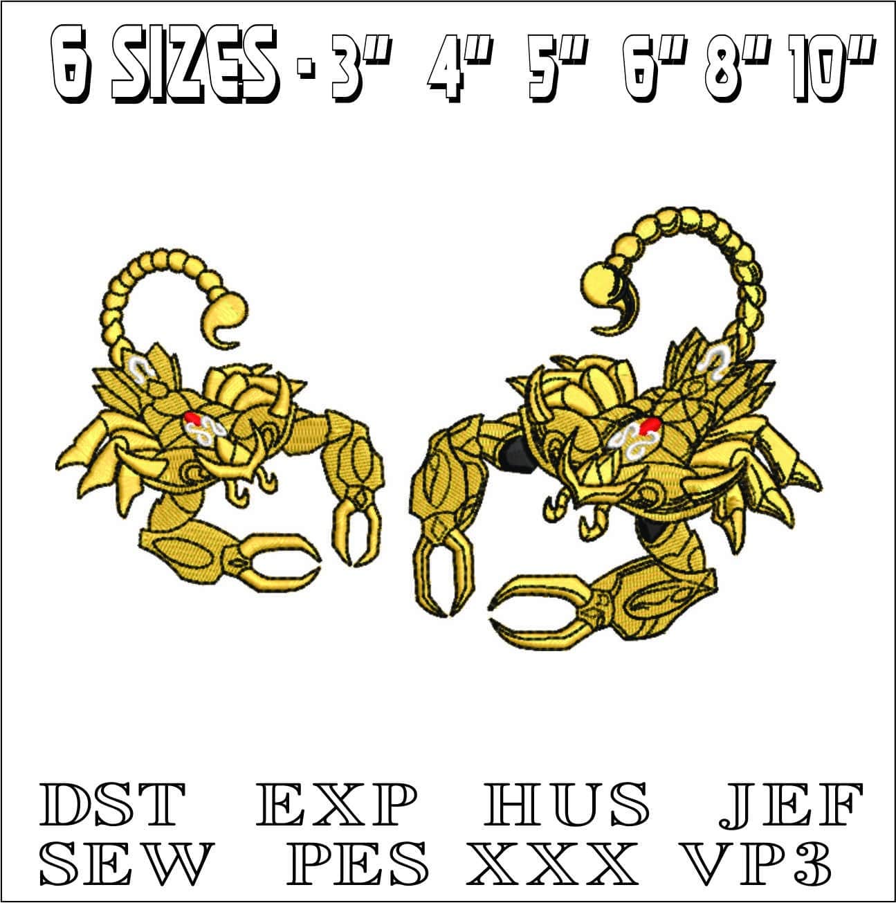 Armoured Scorpions - Anime- Elegant embroidery design file - instant download — view 2
