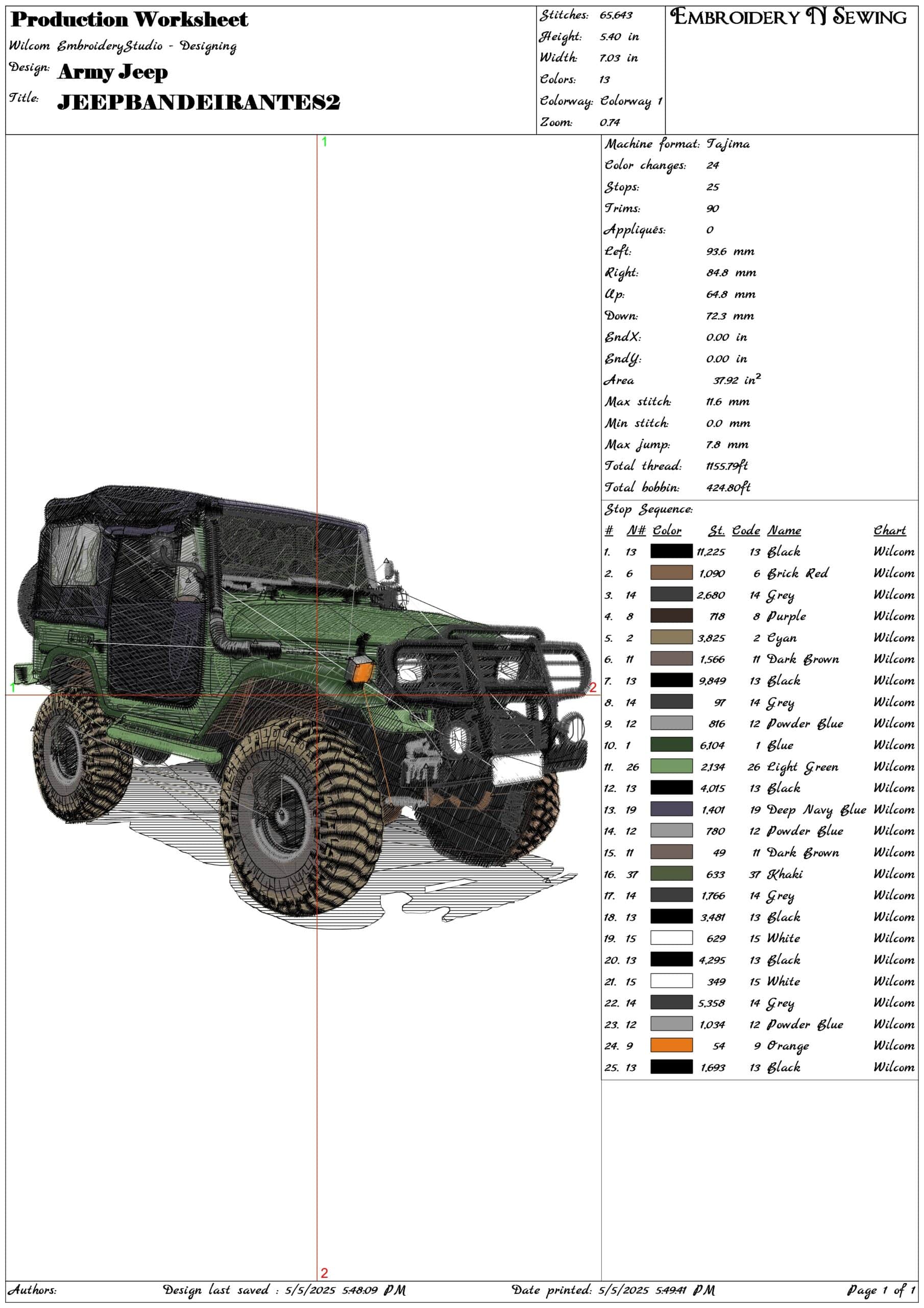 Army Jeep- Elegant embroidery design file - instant download — view 3