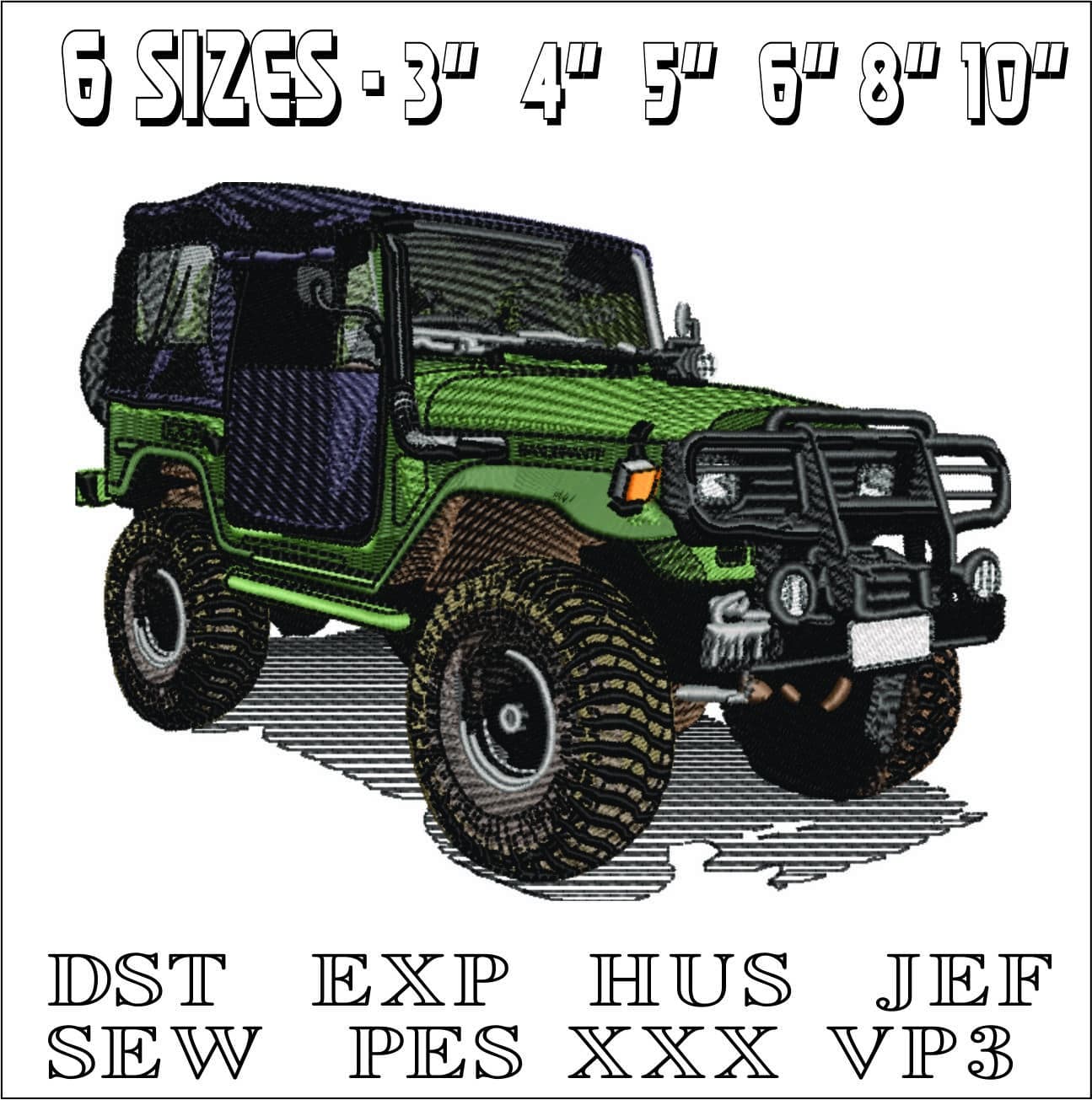 Army Jeep- Elegant embroidery design file - instant download — view 2