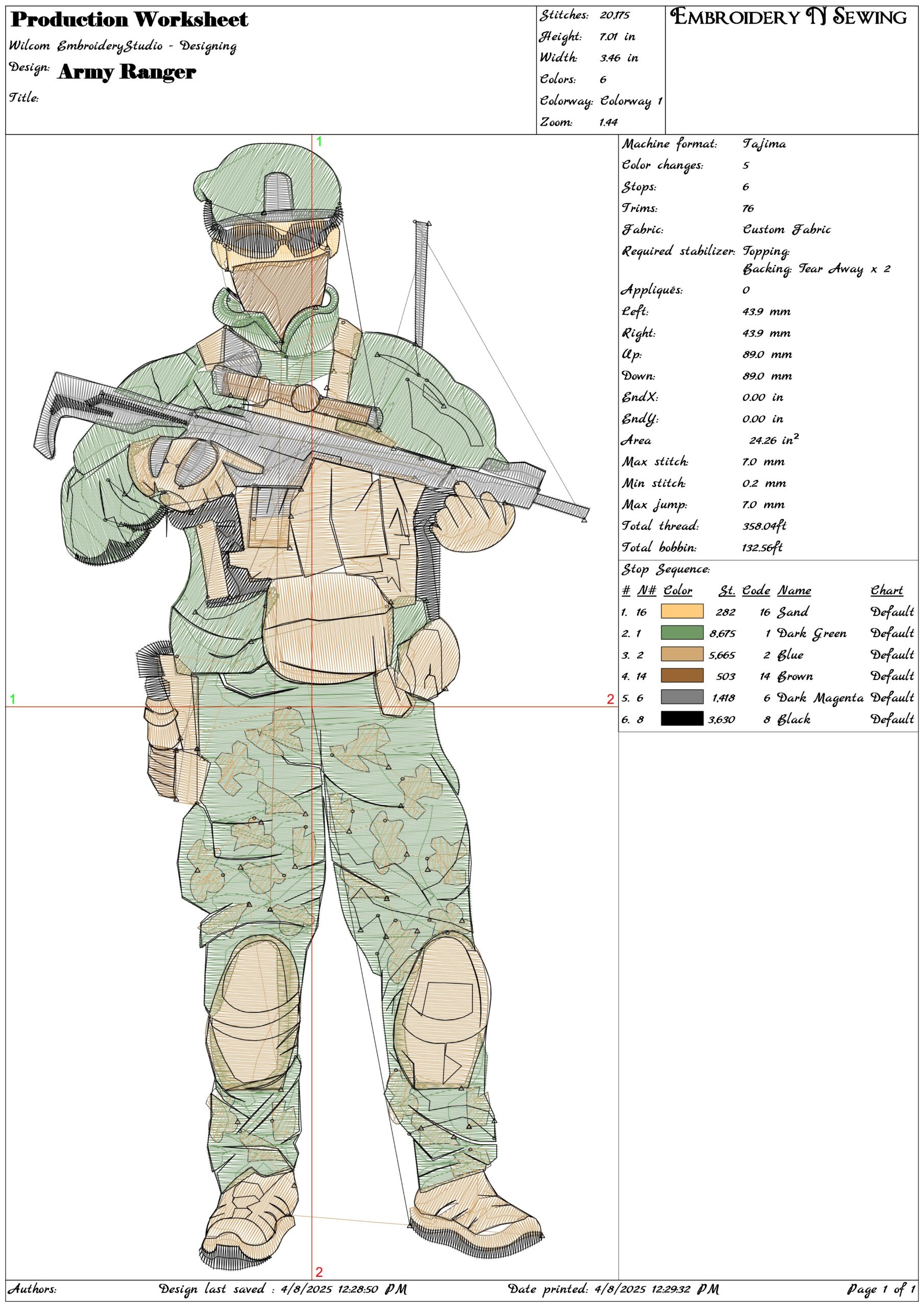 Army Ranger- Elegant embroidery design file - instant download — view 3