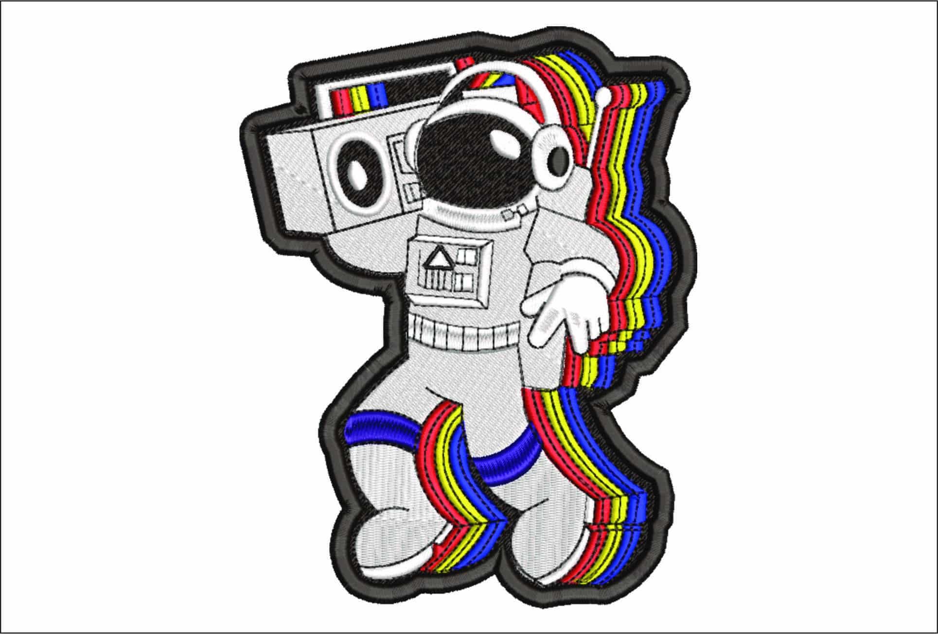 Astronaut with Boom Box MTV- Elegant embroidery design file - instant download