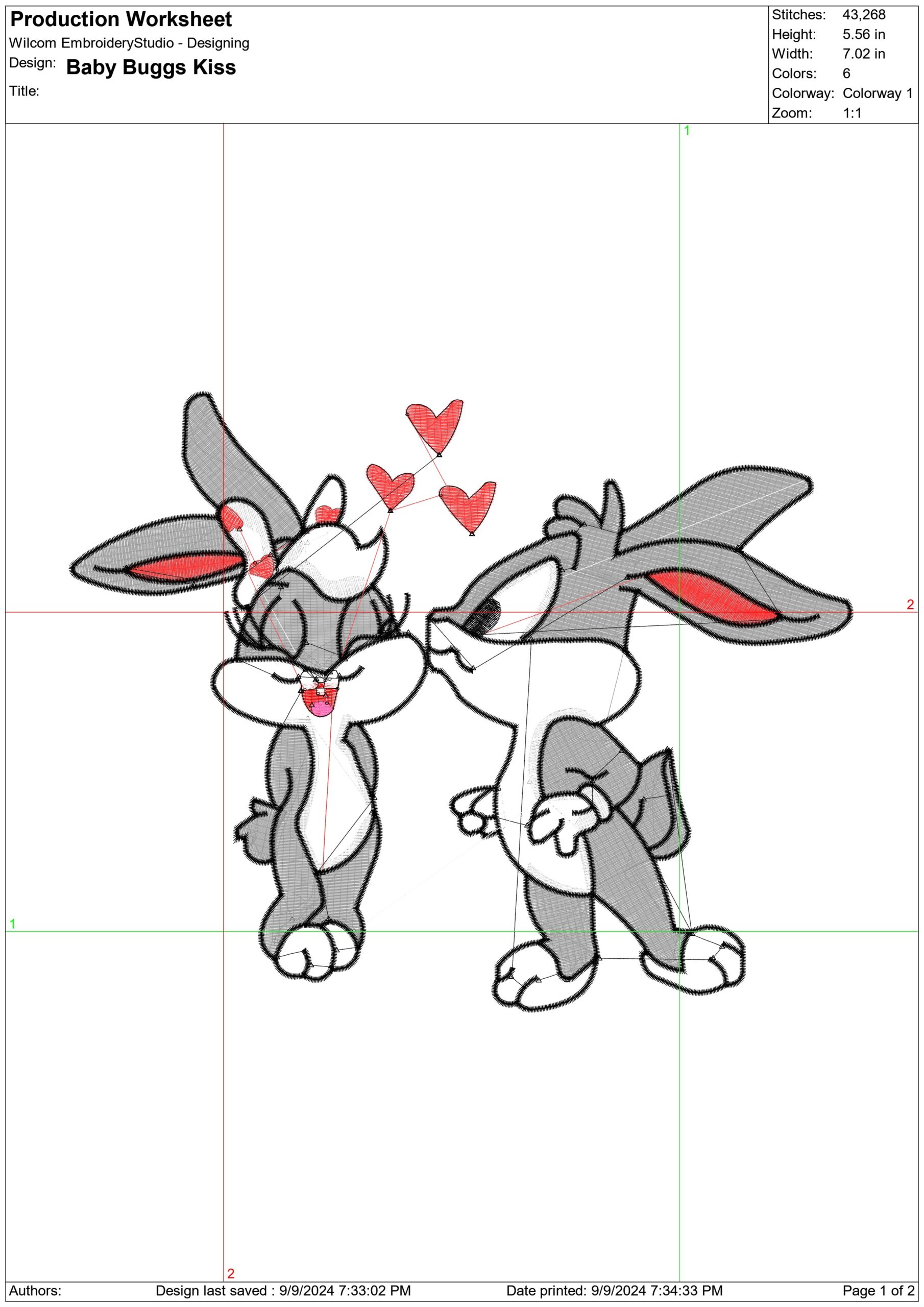 Baby Buggys Kiss- Elegant embroidery design file - instant download — view 3