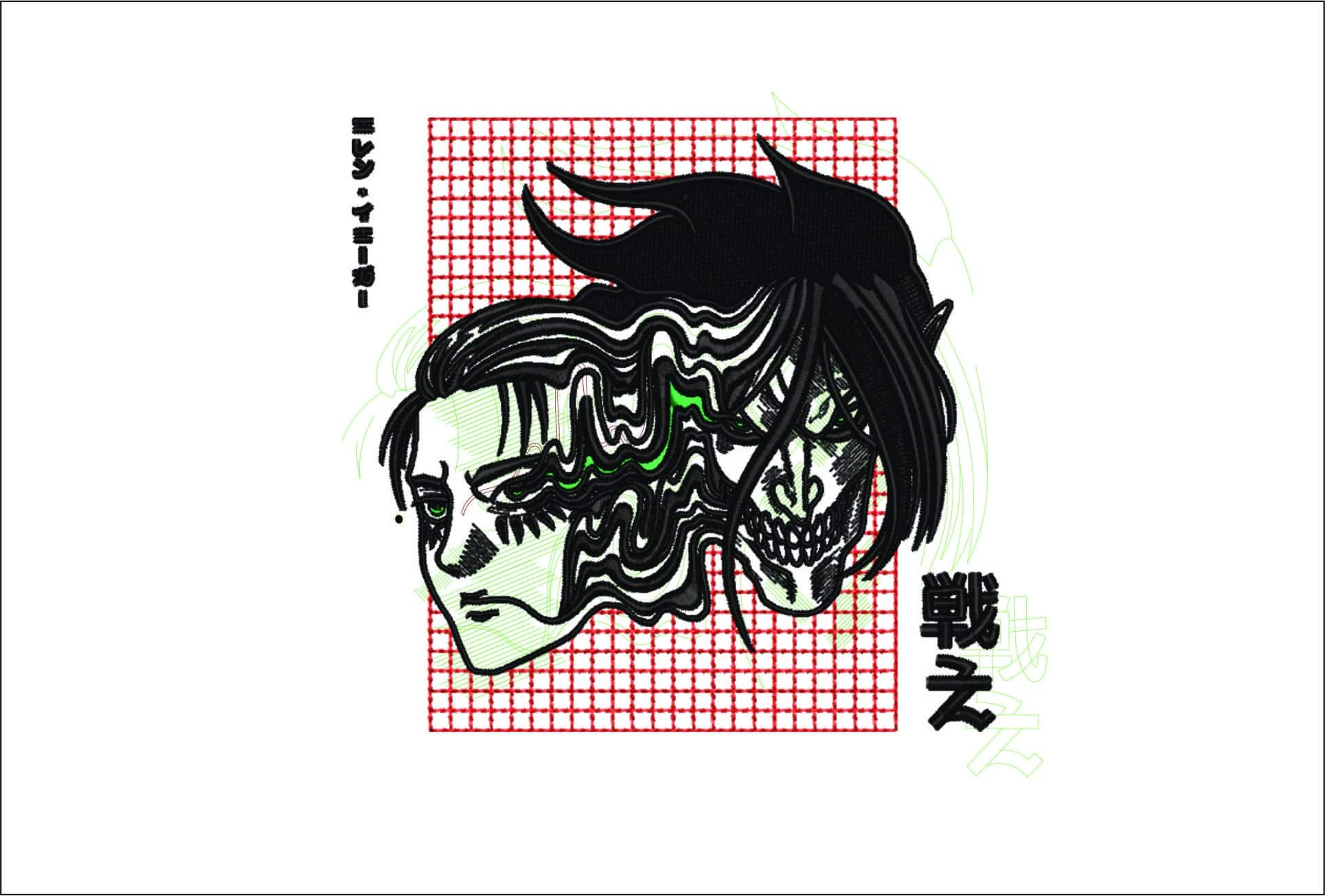 Attack on Titan Face warp - Anime- Elegant embroidery design file - instant download