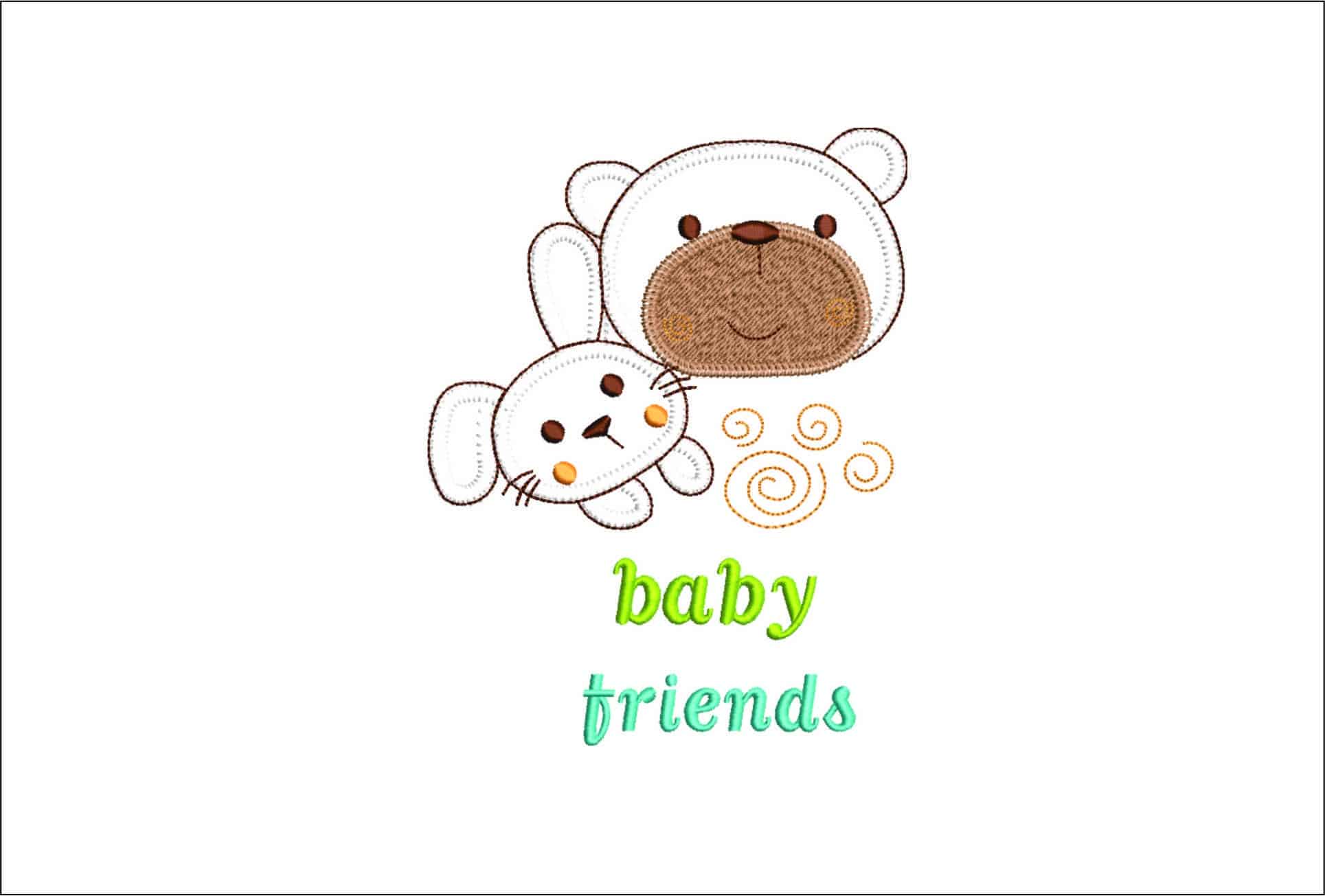 Baby Friends- Elegant embroidery design file - instant download