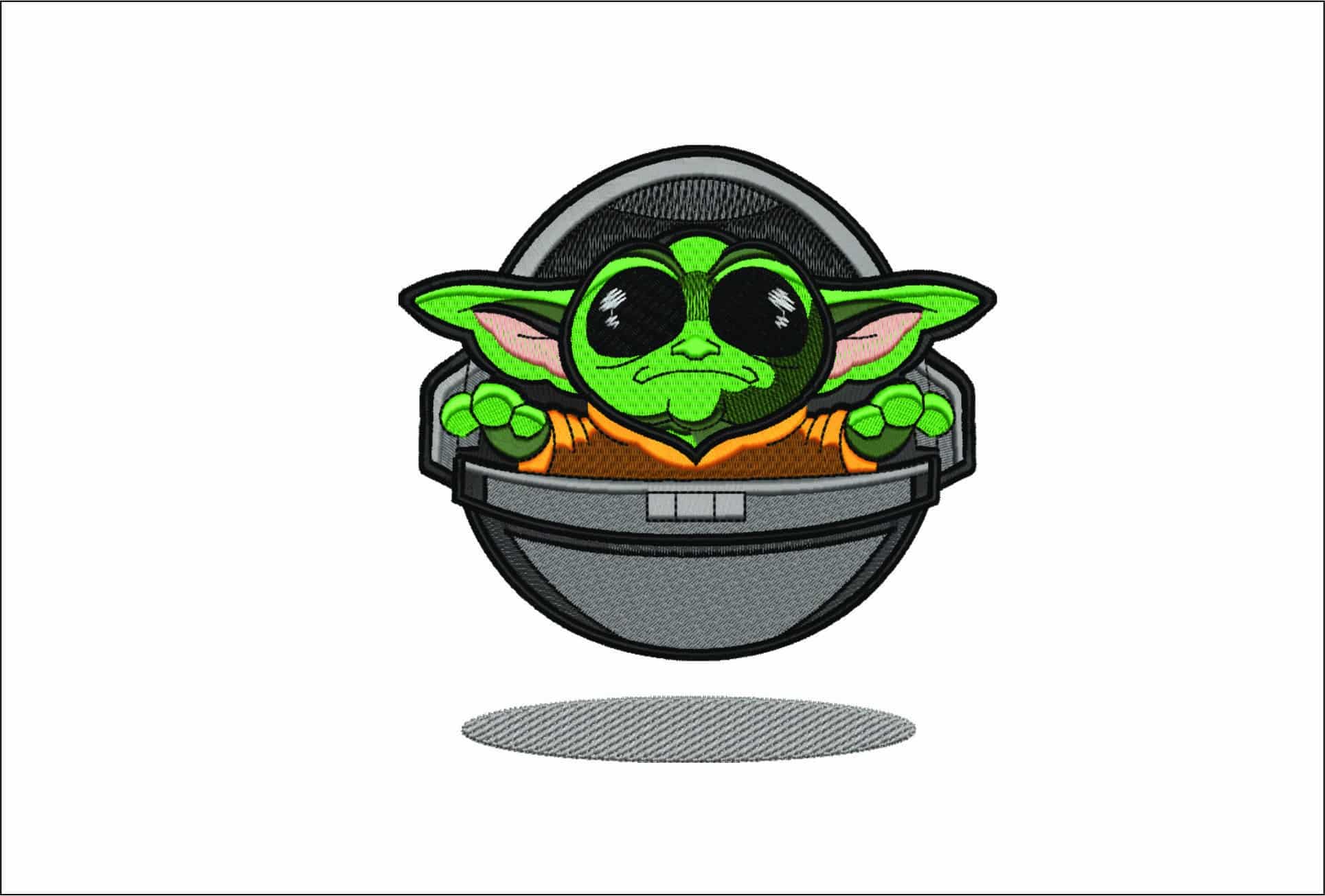 Baby Yoda in Capsule- Elegant embroidery design file - instant download
