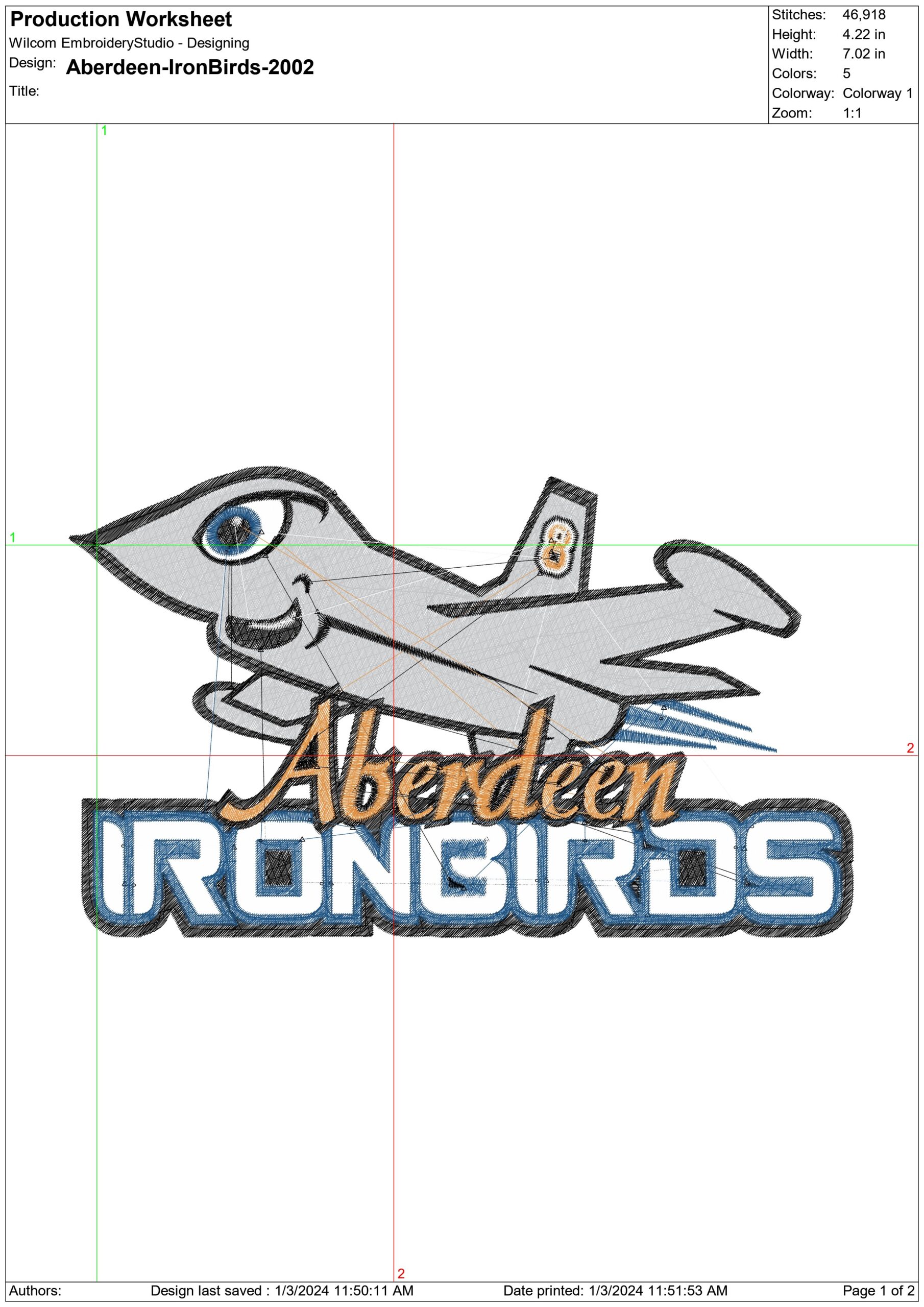 Aberdeen-IronBirds-Logo-2002- Elegant embroidery design file - instant download — view 3