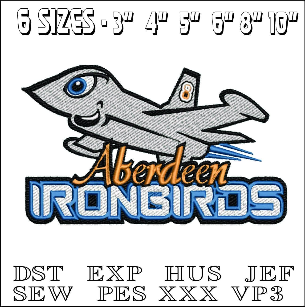 Aberdeen-IronBirds-Logo-2002- Elegant embroidery design file - instant download — view 2