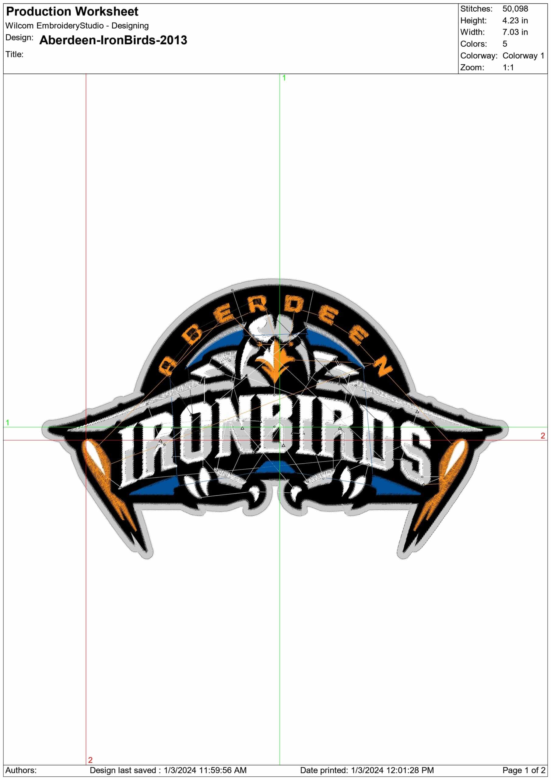 Aberdeen-IronBirds-Logo-2013- Elegant embroidery design file - instant download — view 3