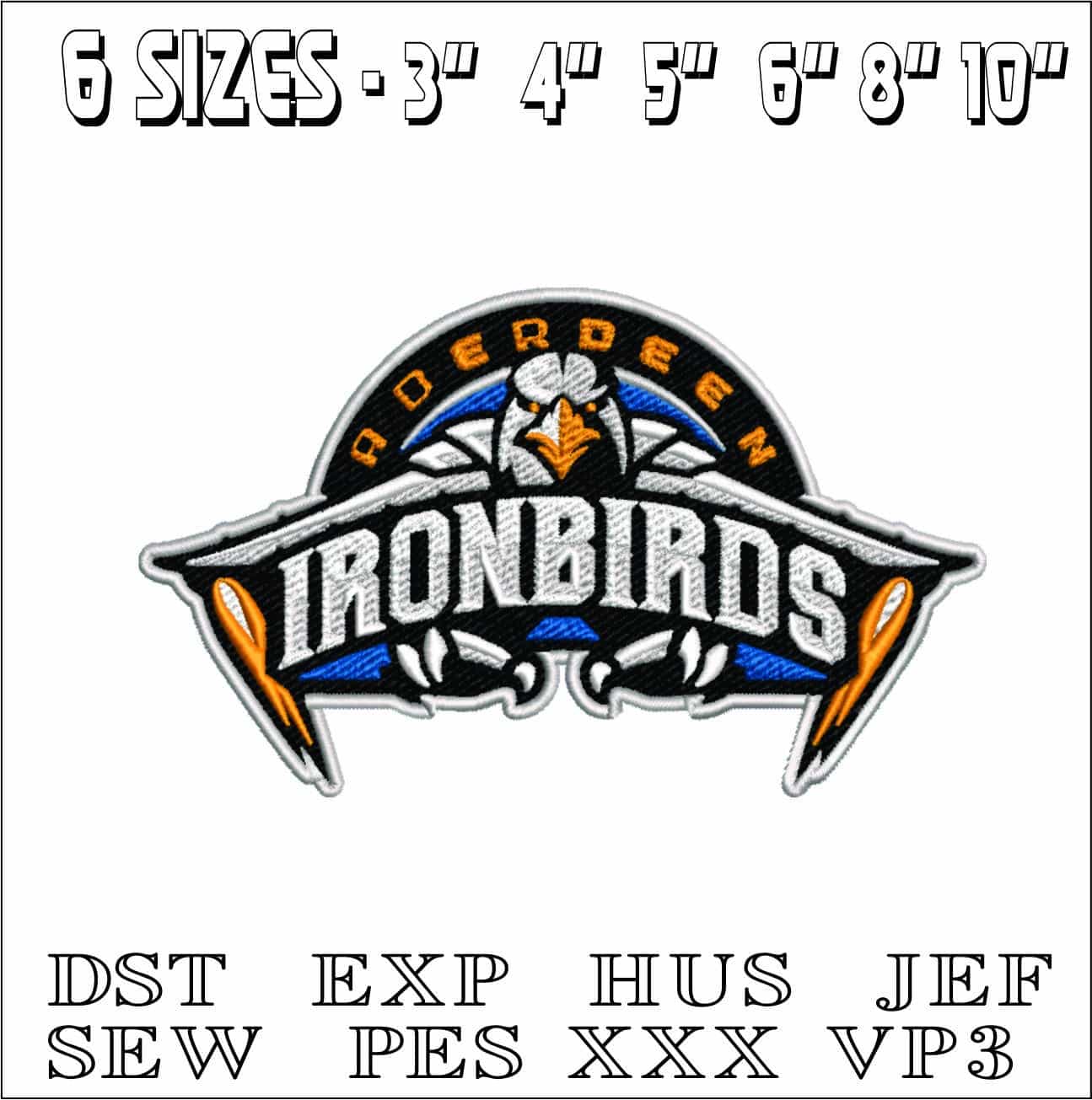 Aberdeen-IronBirds-Logo-2013- Elegant embroidery design file - instant download — view 2