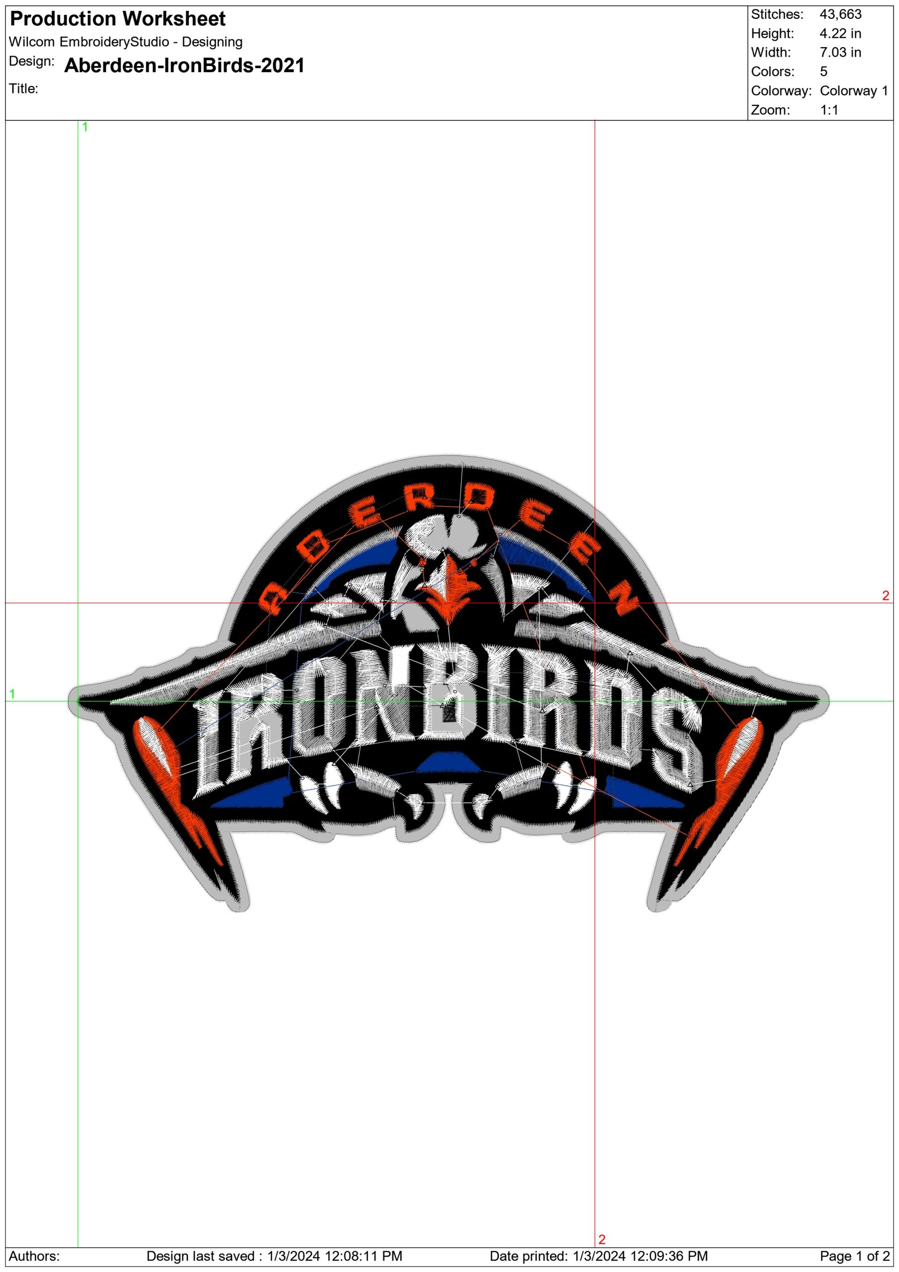 Aberdeen-IronBirds-Logo-2021- Elegant embroidery design file - instant download — view 3