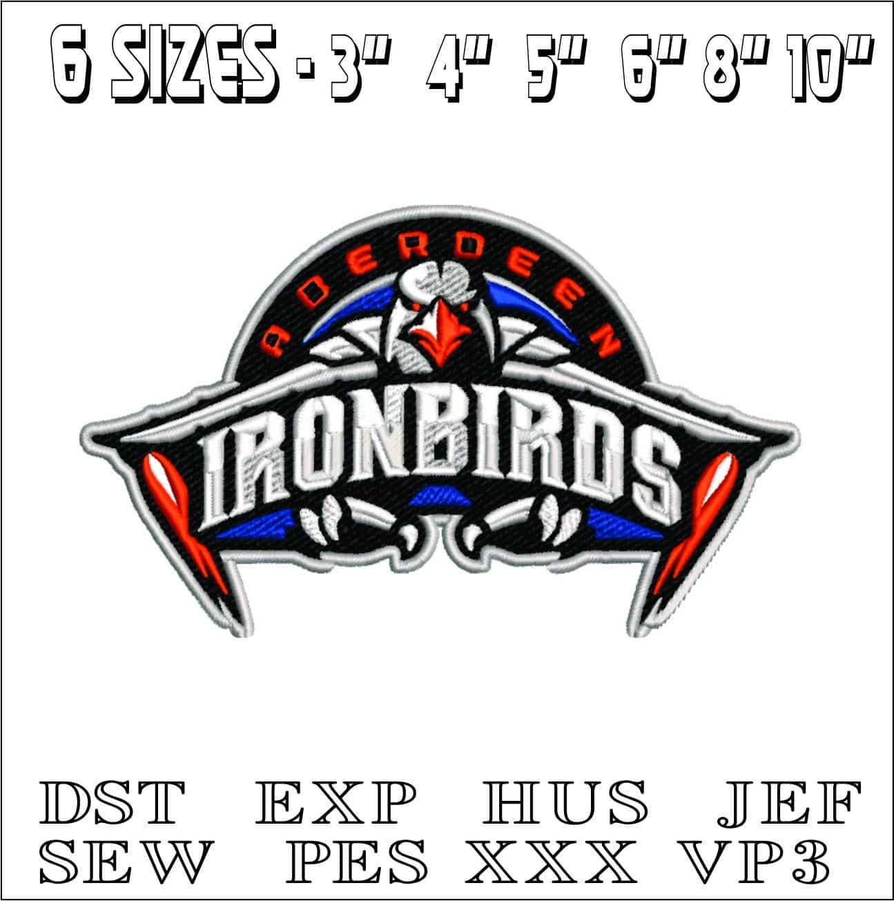Aberdeen-IronBirds-Logo-2021- Elegant embroidery design file - instant download — view 2