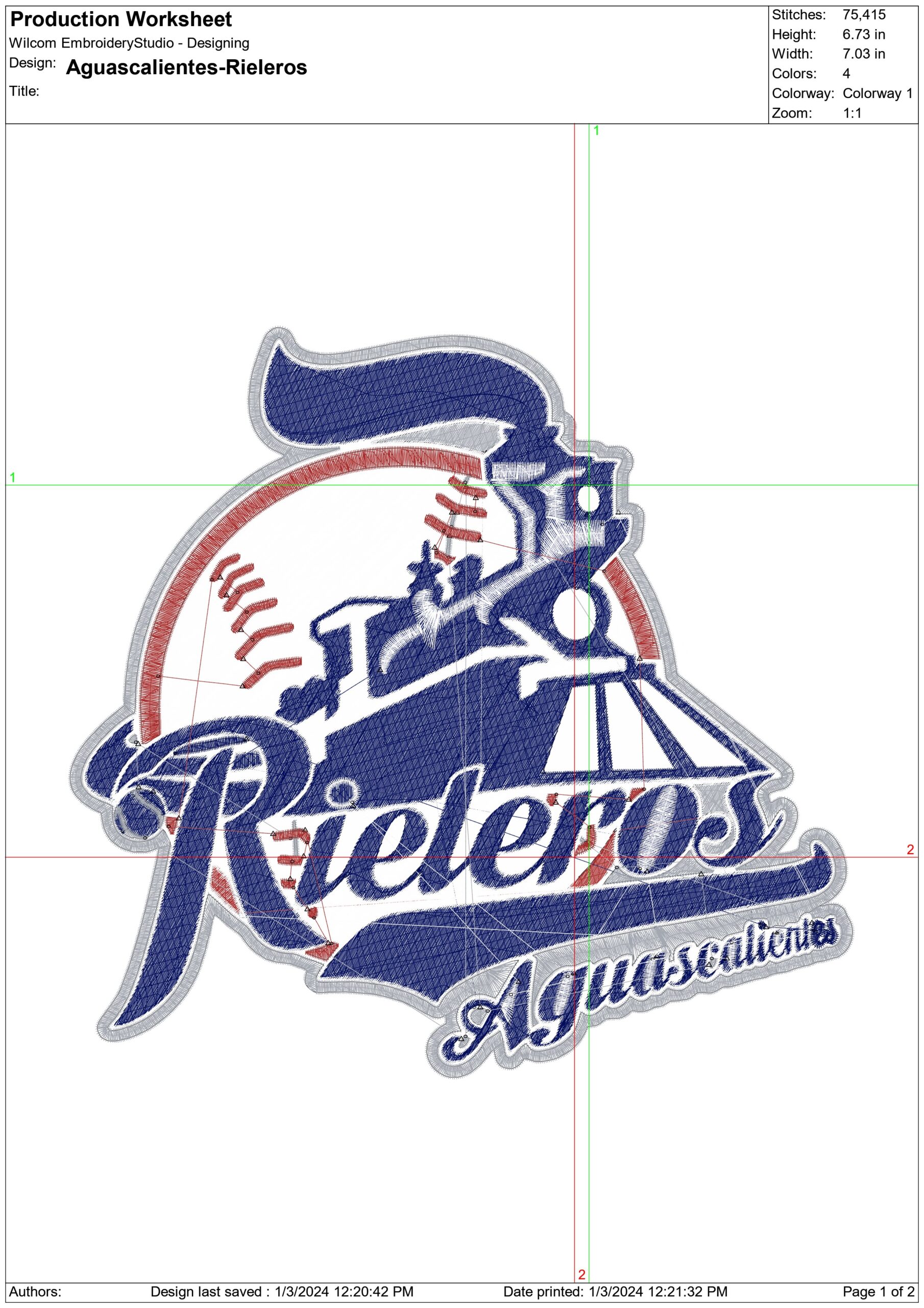 Aguascalientes-Rieleros-logo- Elegant embroidery design file - instant download — view 4
