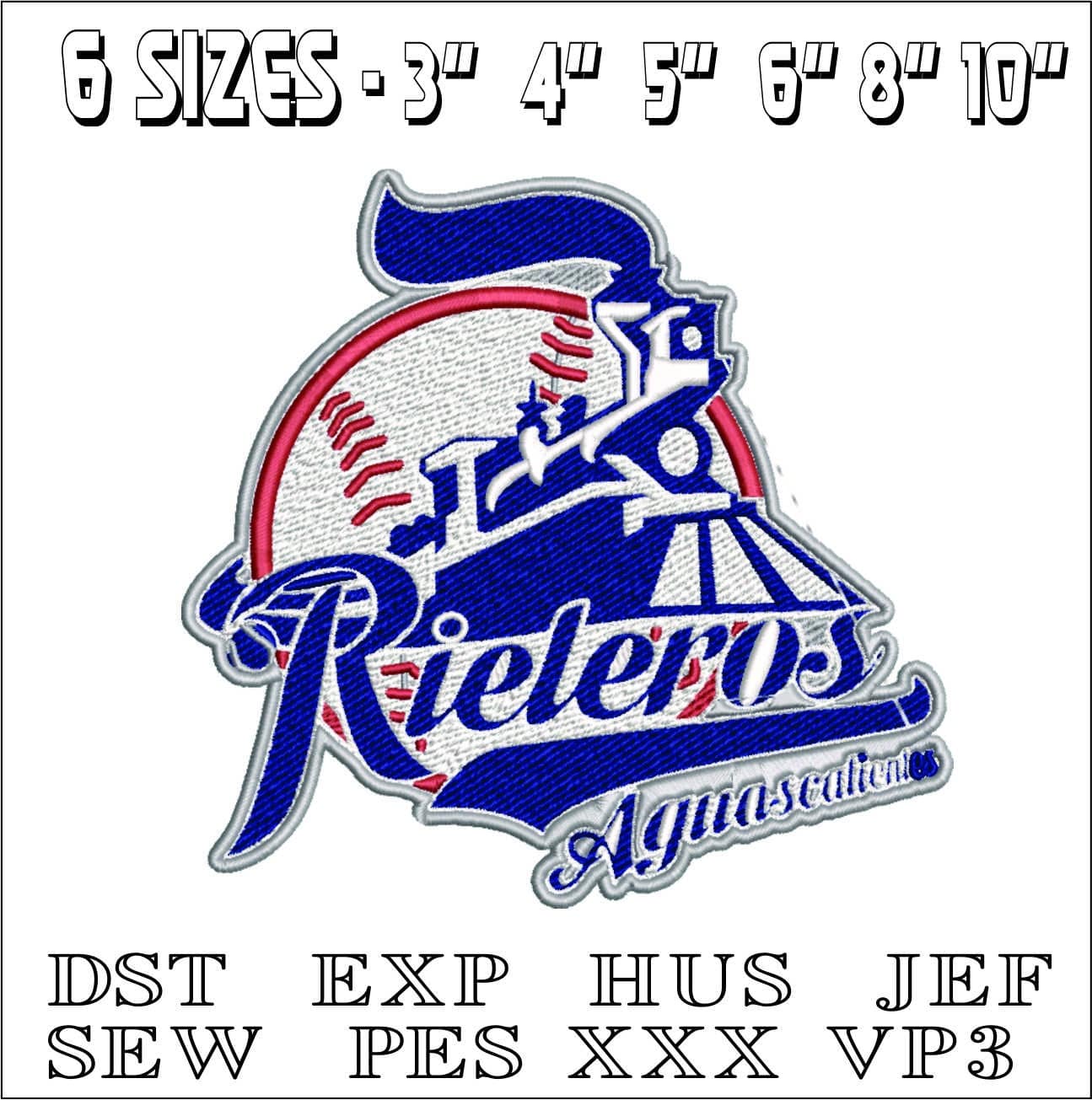 Aguascalientes-Rieleros-logo- Elegant embroidery design file - instant download — view 2