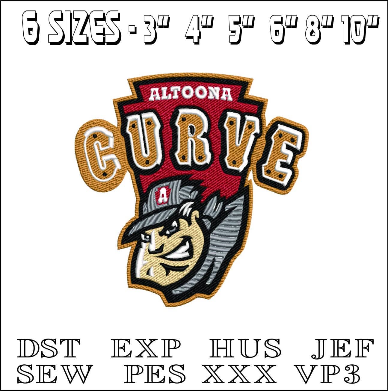 Altoona-Curve-logo- Elegant embroidery design file - instant download — view 2