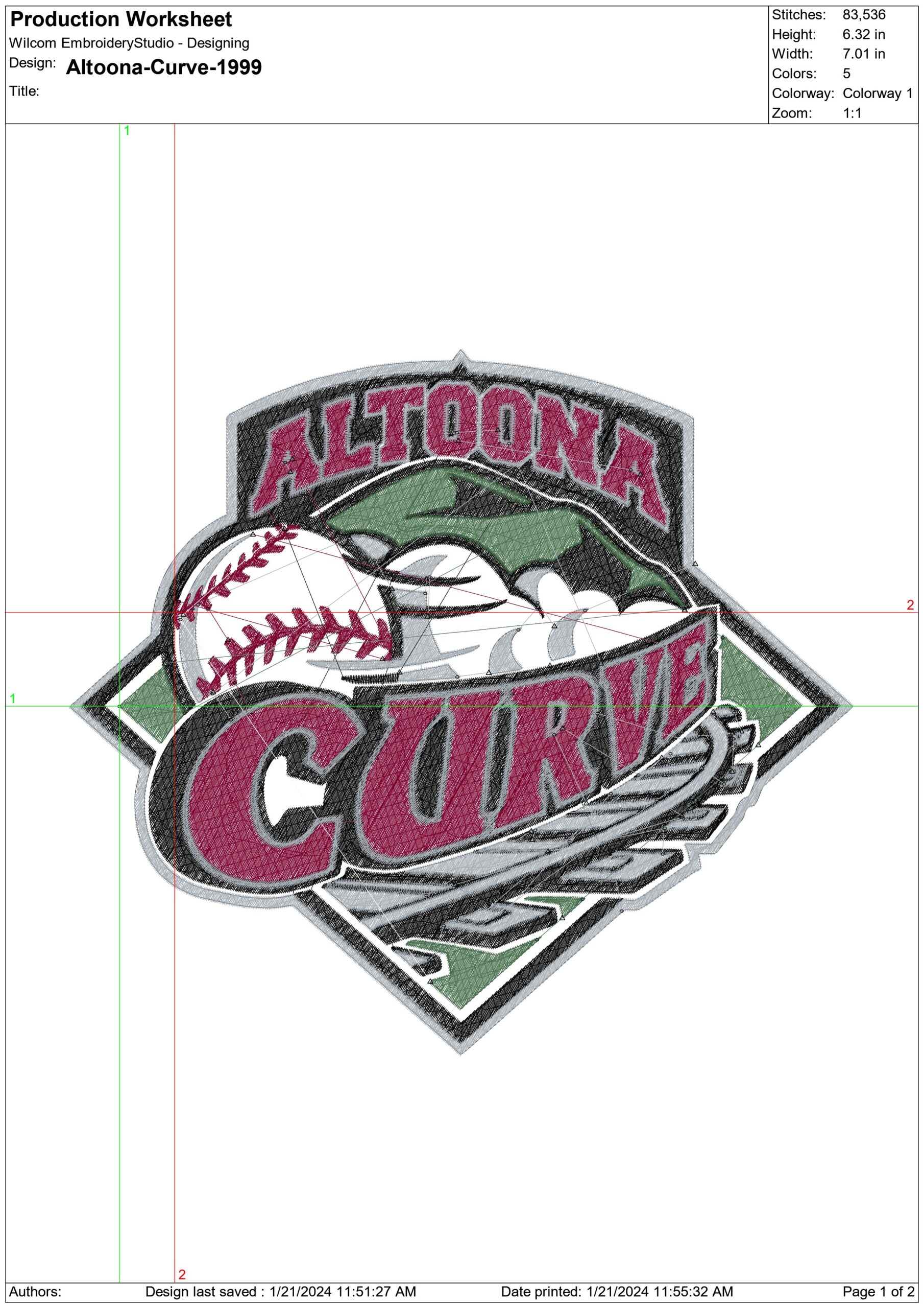 Altoona-Curve-Logo-1999- Elegant embroidery design file - instant download — view 3