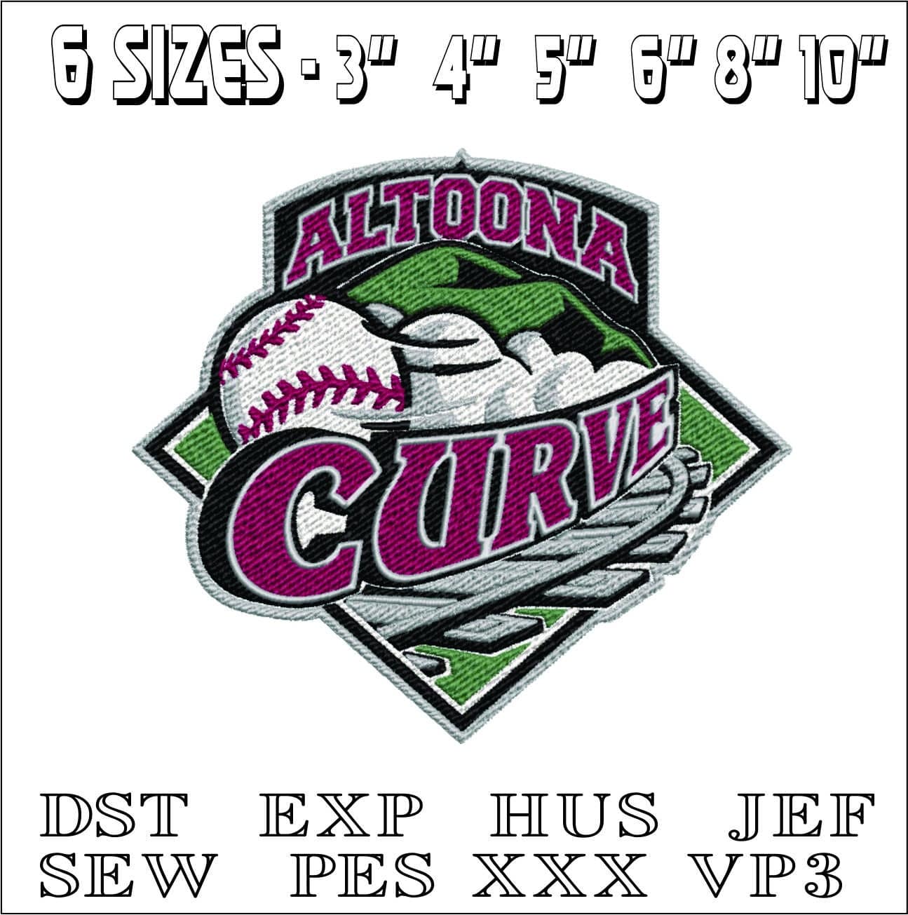 Altoona-Curve-Logo-1999- Elegant embroidery design file - instant download — view 2