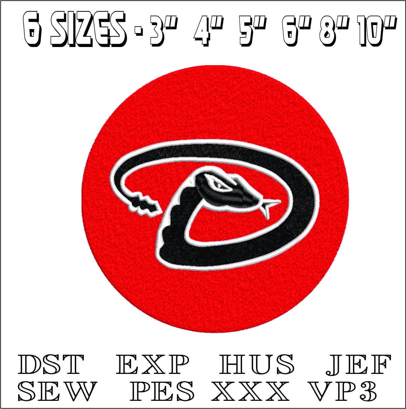 Arizona Diamondback Emblem- Elegant embroidery design file - instant download — view 2
