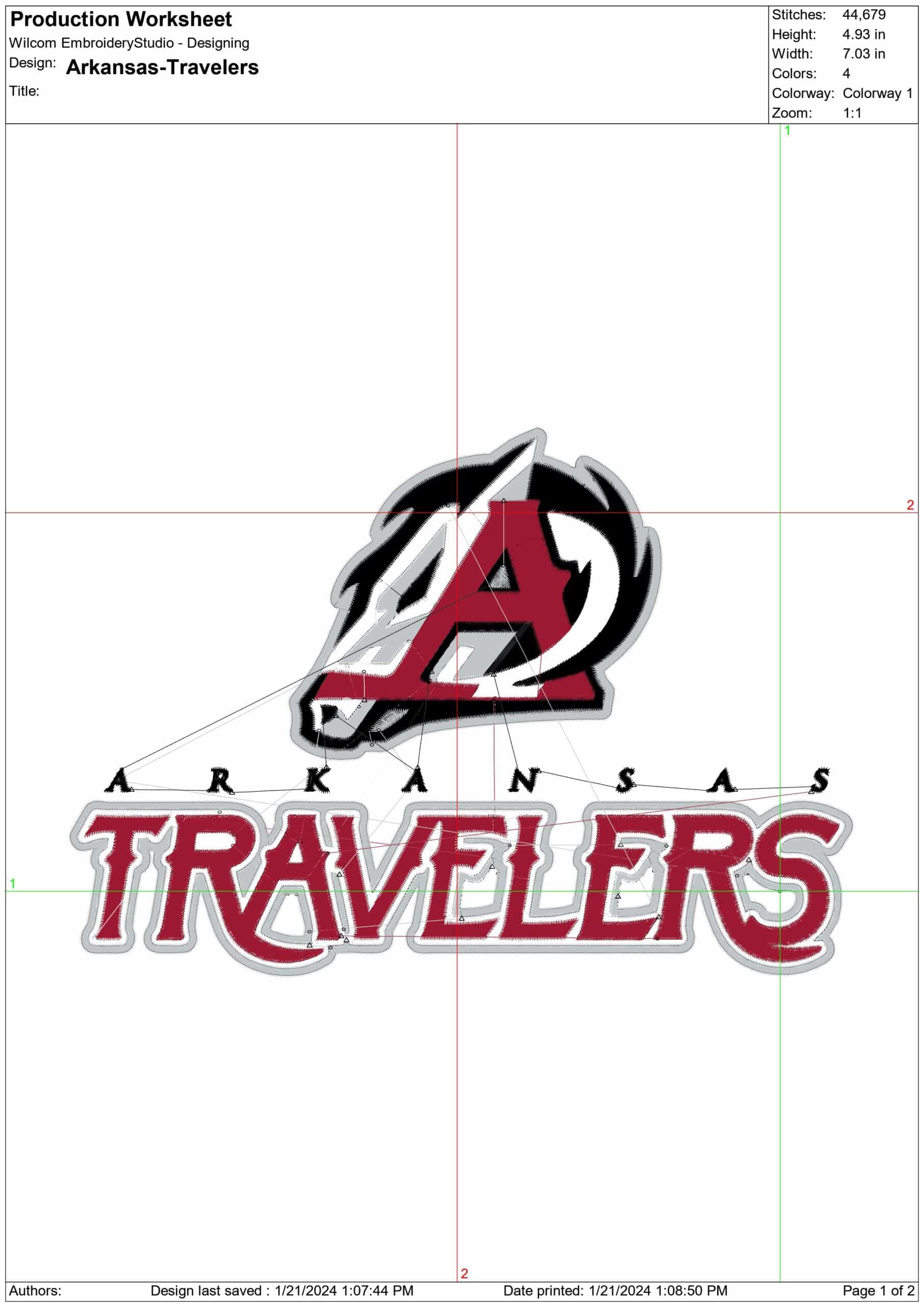 Arkansas-Travelers-logo- Elegant embroidery design file - instant download — view 3
