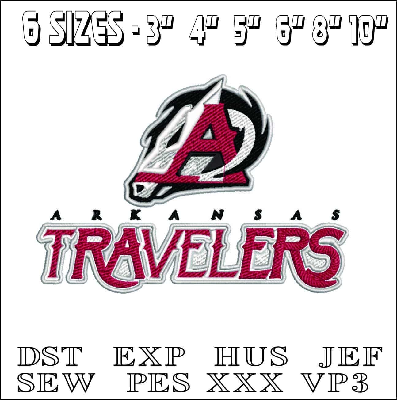 Arkansas-Travelers-logo- Elegant embroidery design file - instant download — view 2