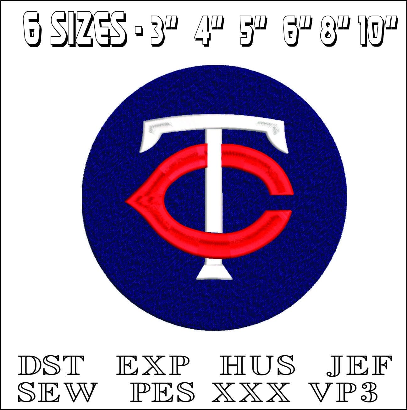 Minnesota Twins Emblem- Elegant embroidery design file - instant download — view 2