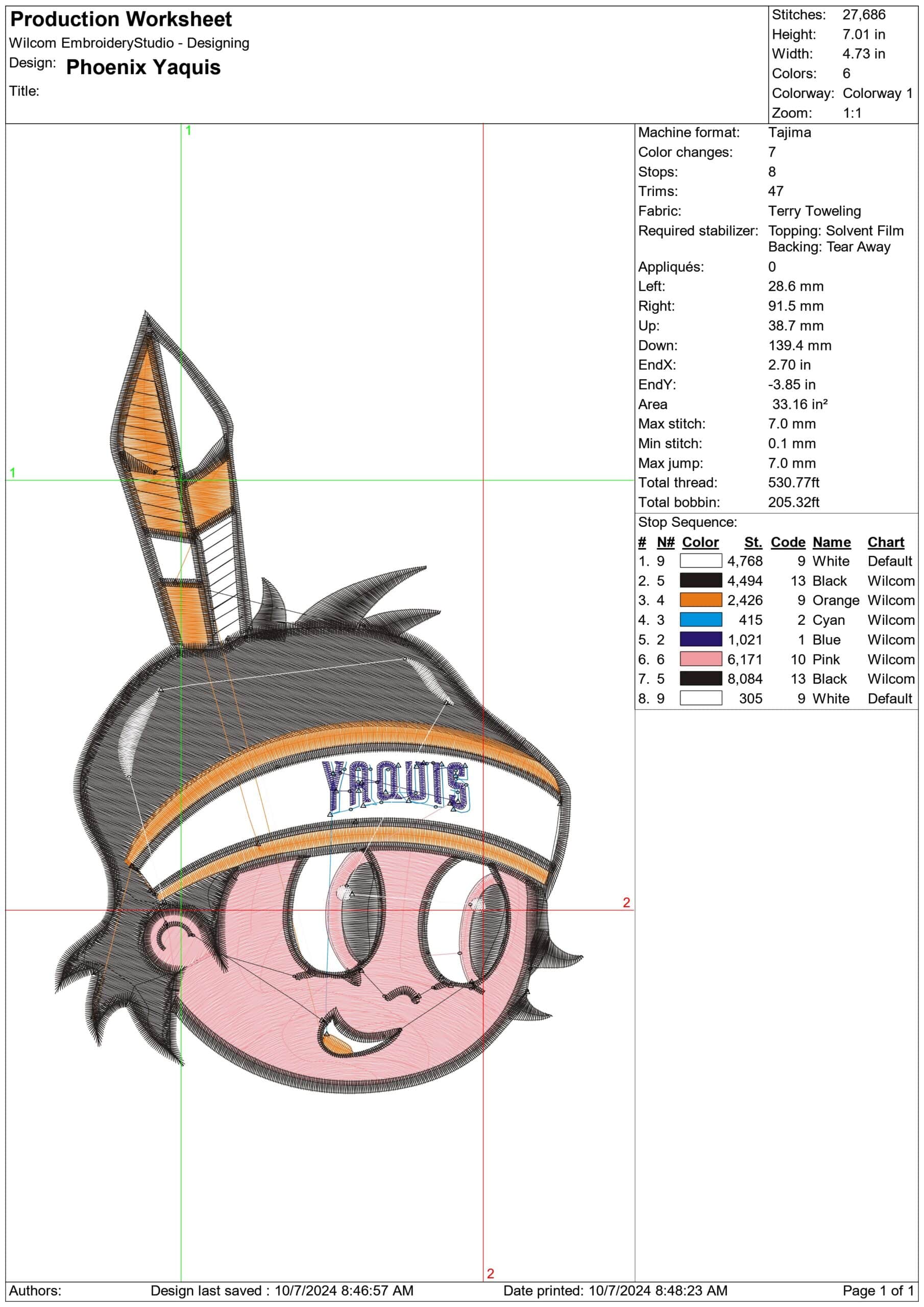 Pheonix Yaquis- Elegant embroidery design file - instant download — view 3