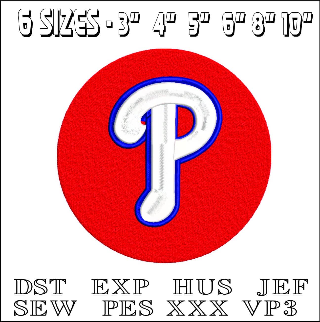 Philidelphia Phillies Emblem- Elegant embroidery design file - instant download — view 2