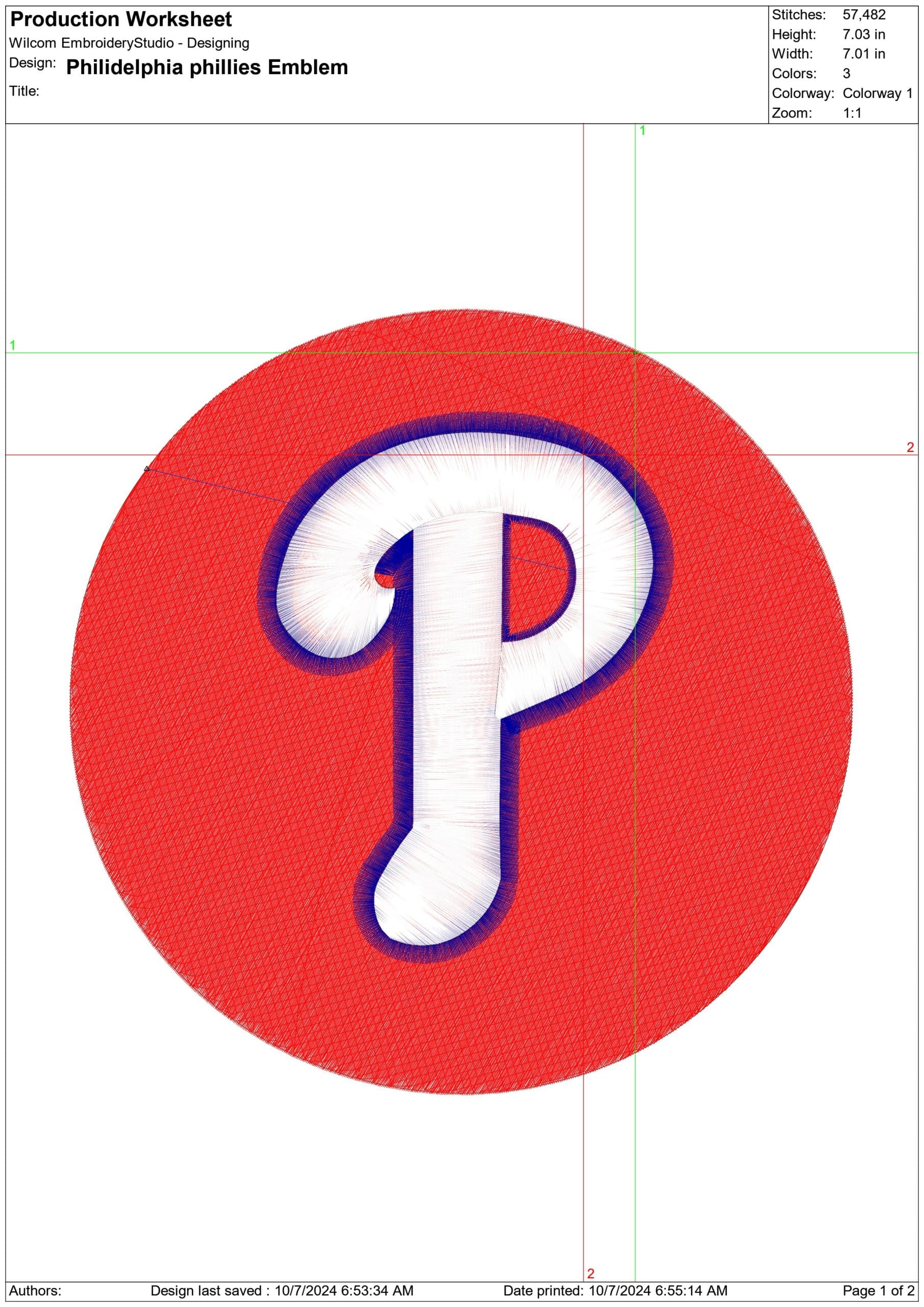 Philidelphia Phillies Emblem- Elegant embroidery design file - instant download — view 3
