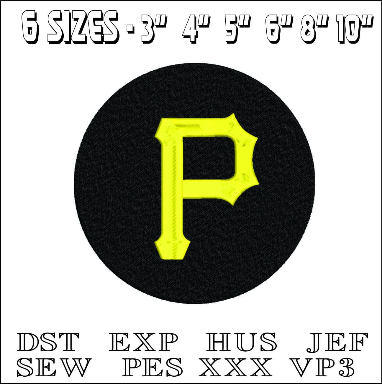Pittsburgh Pirates Emblem- Elegant embroidery design file - instant download — view 2